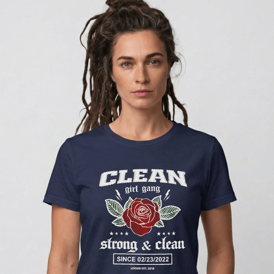 Clean Girl Gang Strong & Clean Sober T Shirt side view (view 6)