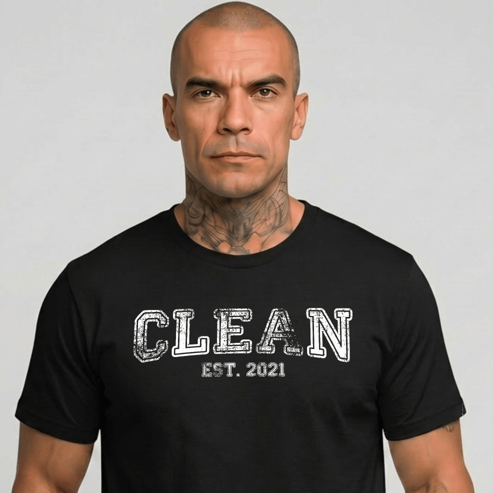 Recovery Year Men's Sobriety Sober T Shirt close-up view (view 2)