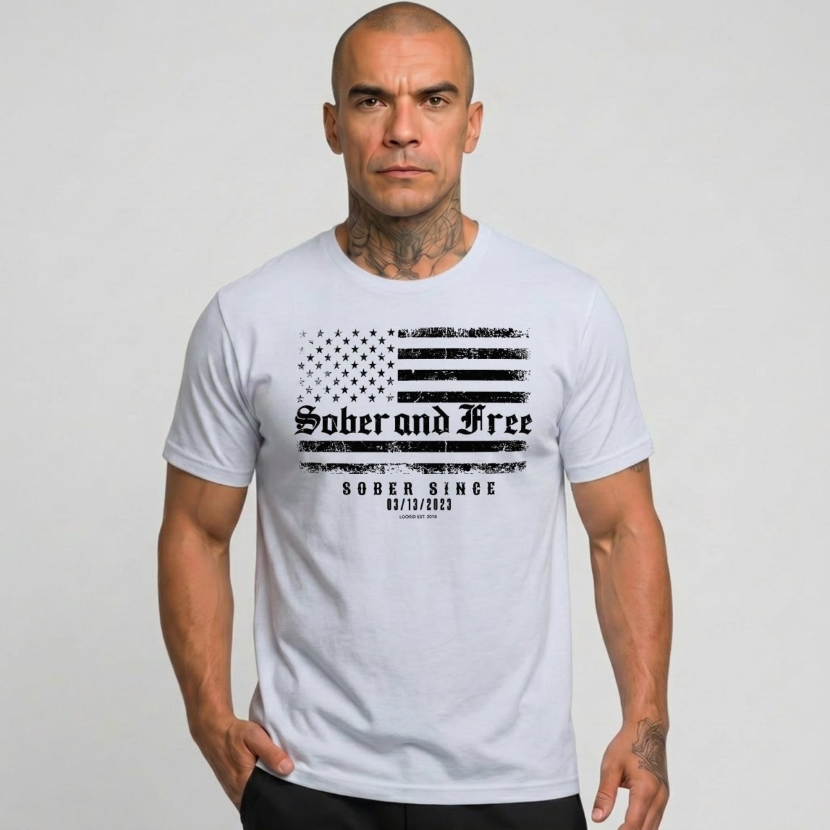 Sober and Free Sober T Shirt flat lay styled image (view 33)