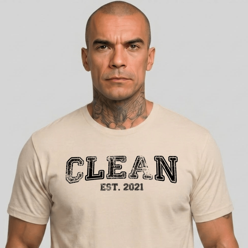 Recovery Year Men's Sobriety Sober T Shirt close-up view (view 12)