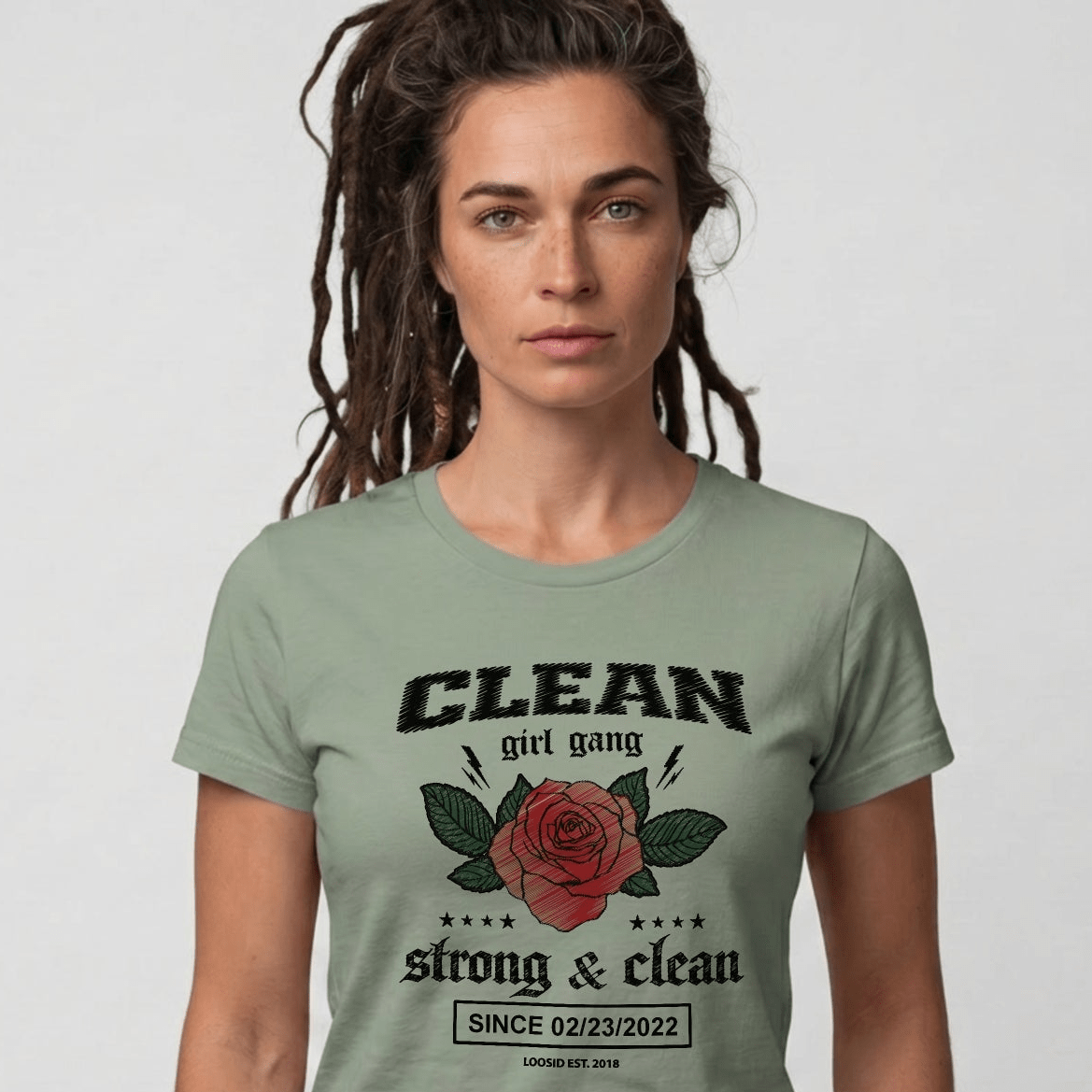 Clean Girl Gang Strong & Clean Sober T Shirt packaging detail (view 18)