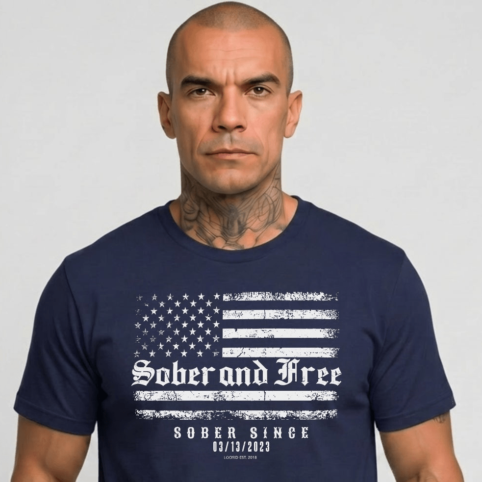 Sober and Free Sober T Shirt back view (view 7)