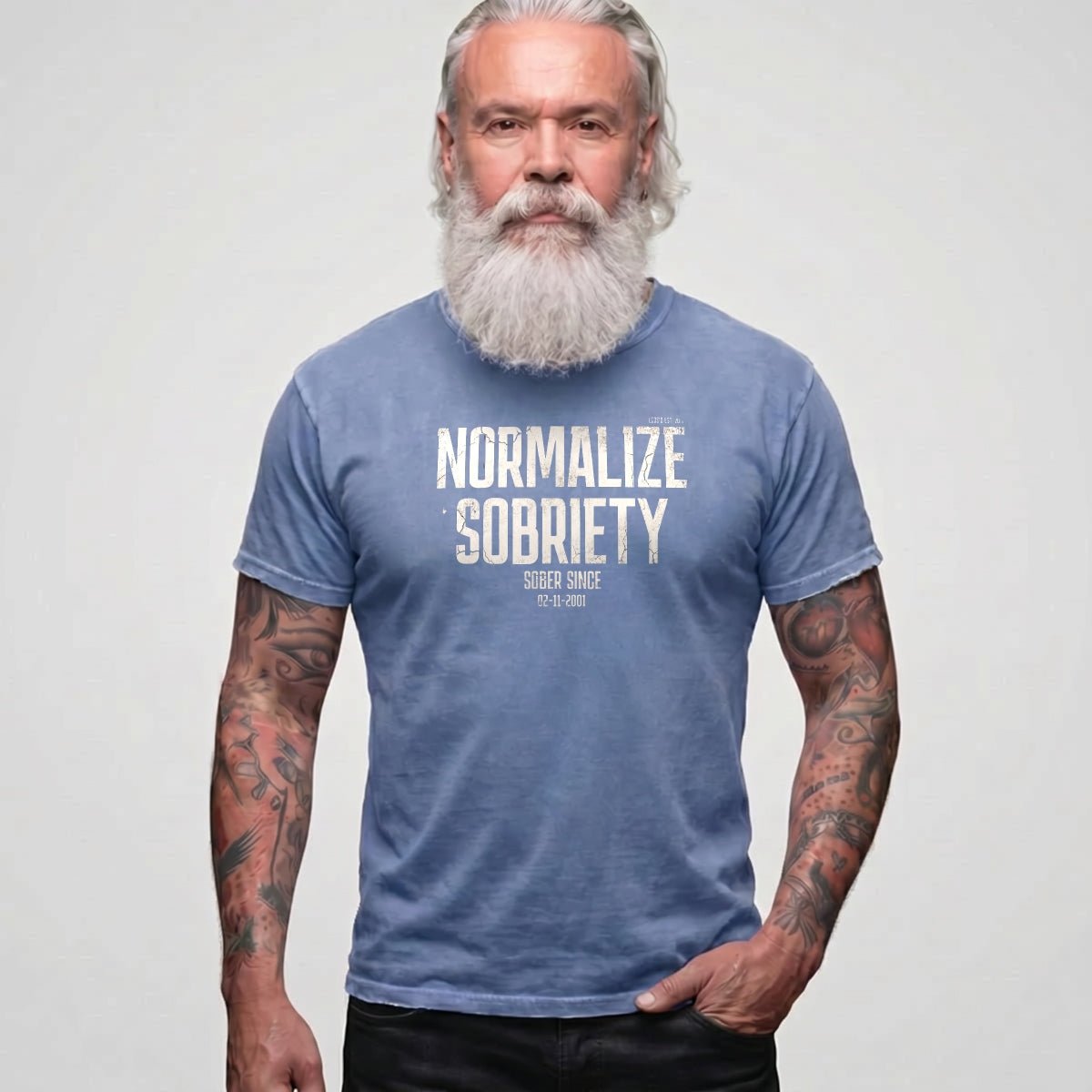 Sober T Shirt | Men's Washed Normalize Sobriety Garment-Dyed