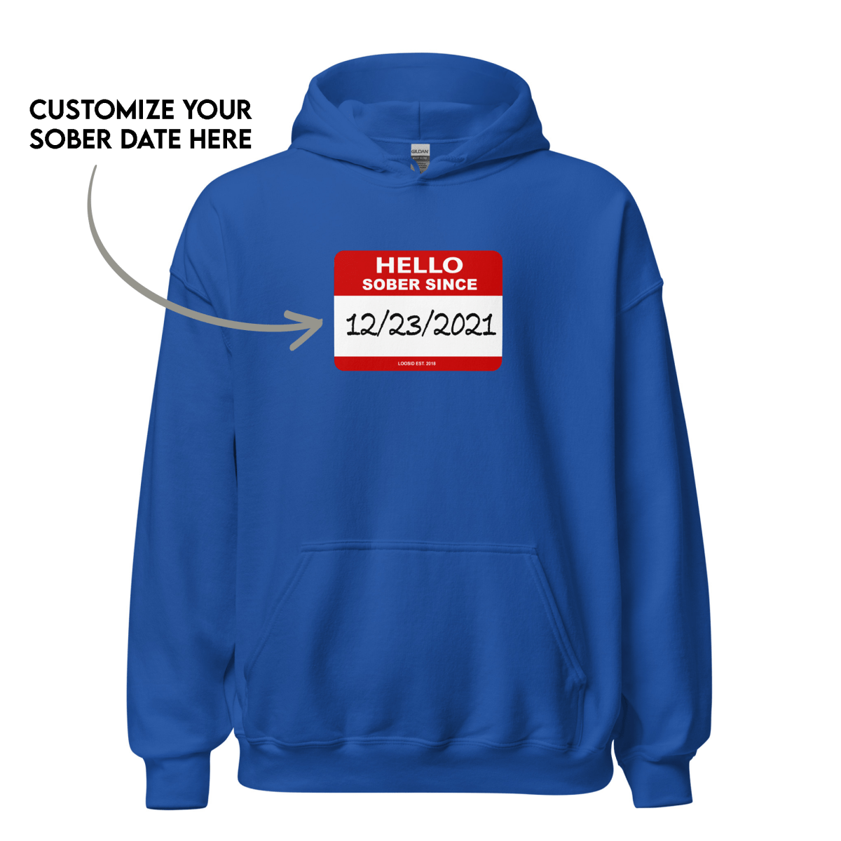 Hello Sober Since Recovery Hoodie lifestyle view (view 15)