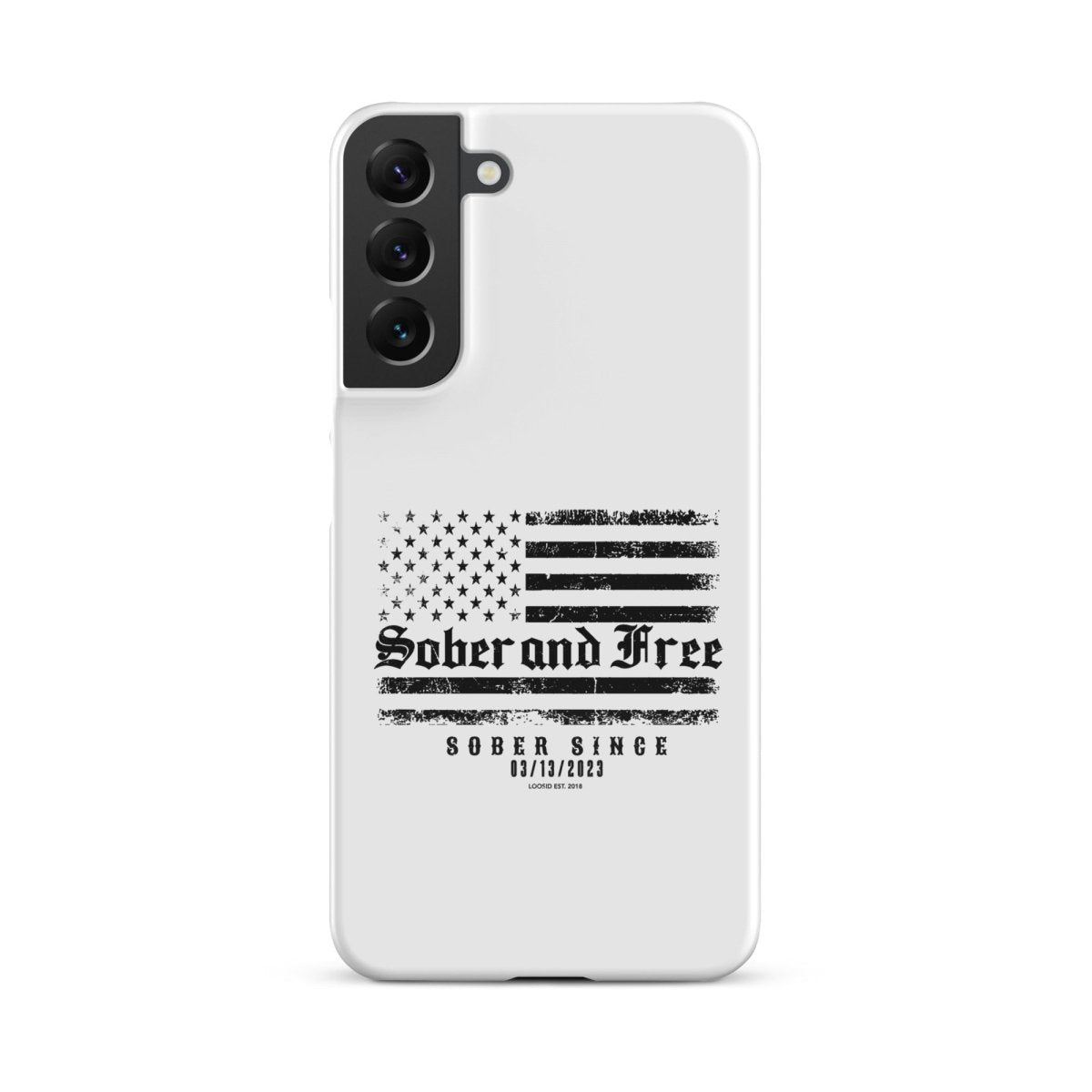 Sober & Free Snap Recovery Phone Case flat lay styled image (view 13)