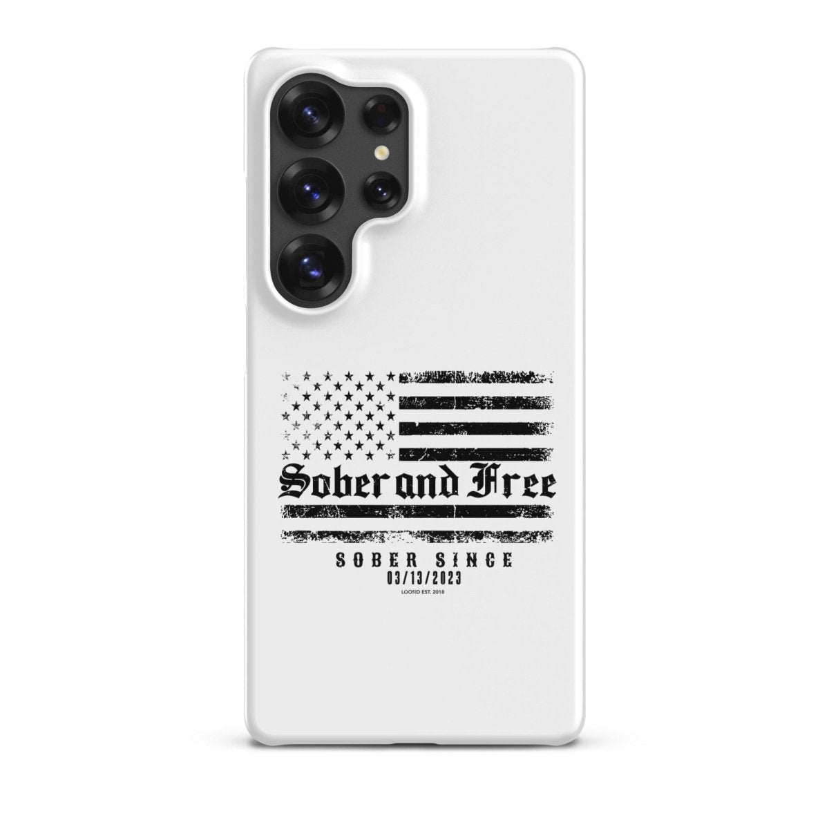 Sober & Free Snap Recovery Phone Case flat lay styled image (view 23)