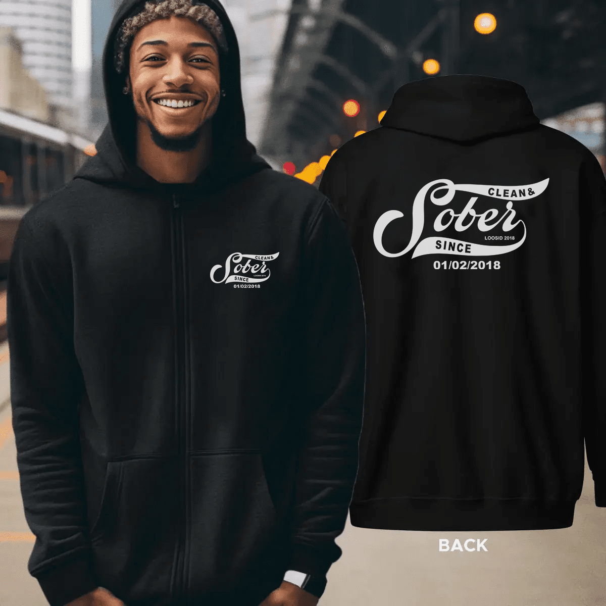 Loosid Sober Since Recovery Hoodie featuring the design