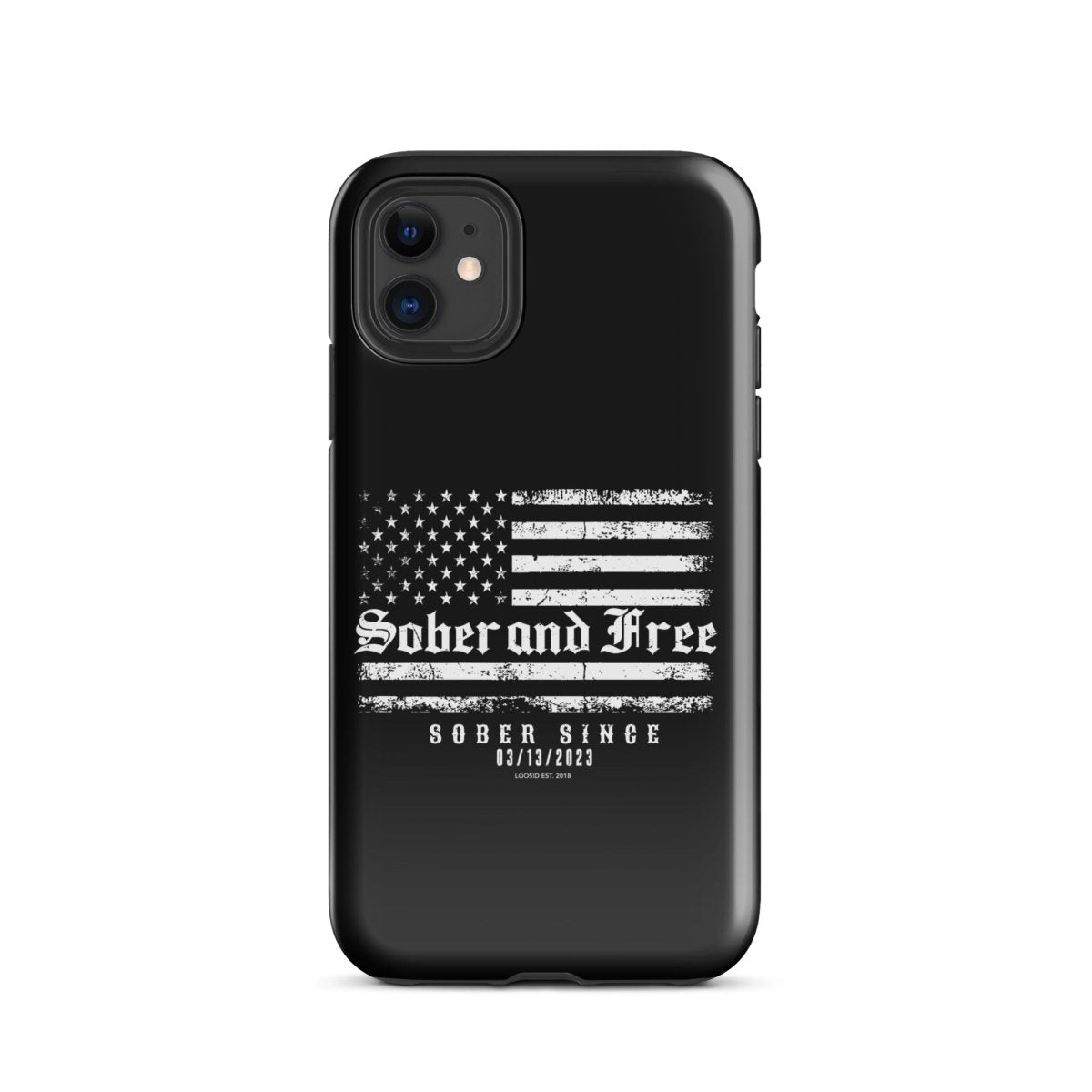 Sober and Free Recovery Phone Case close-up view (view 2)