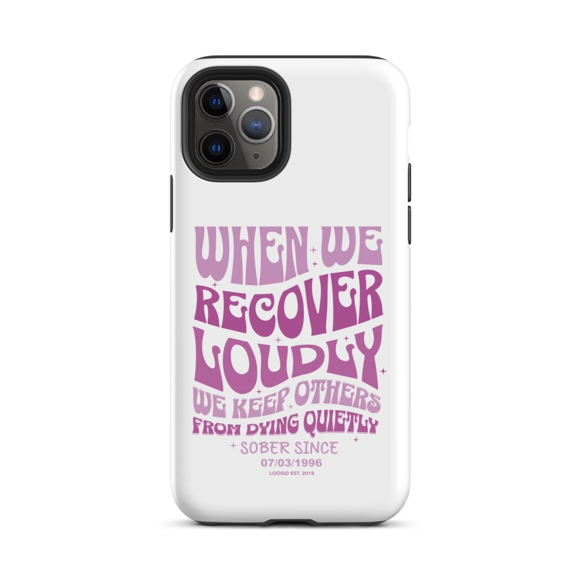 When We Recover Loud Recovery Phone Case close-up view (view 2)