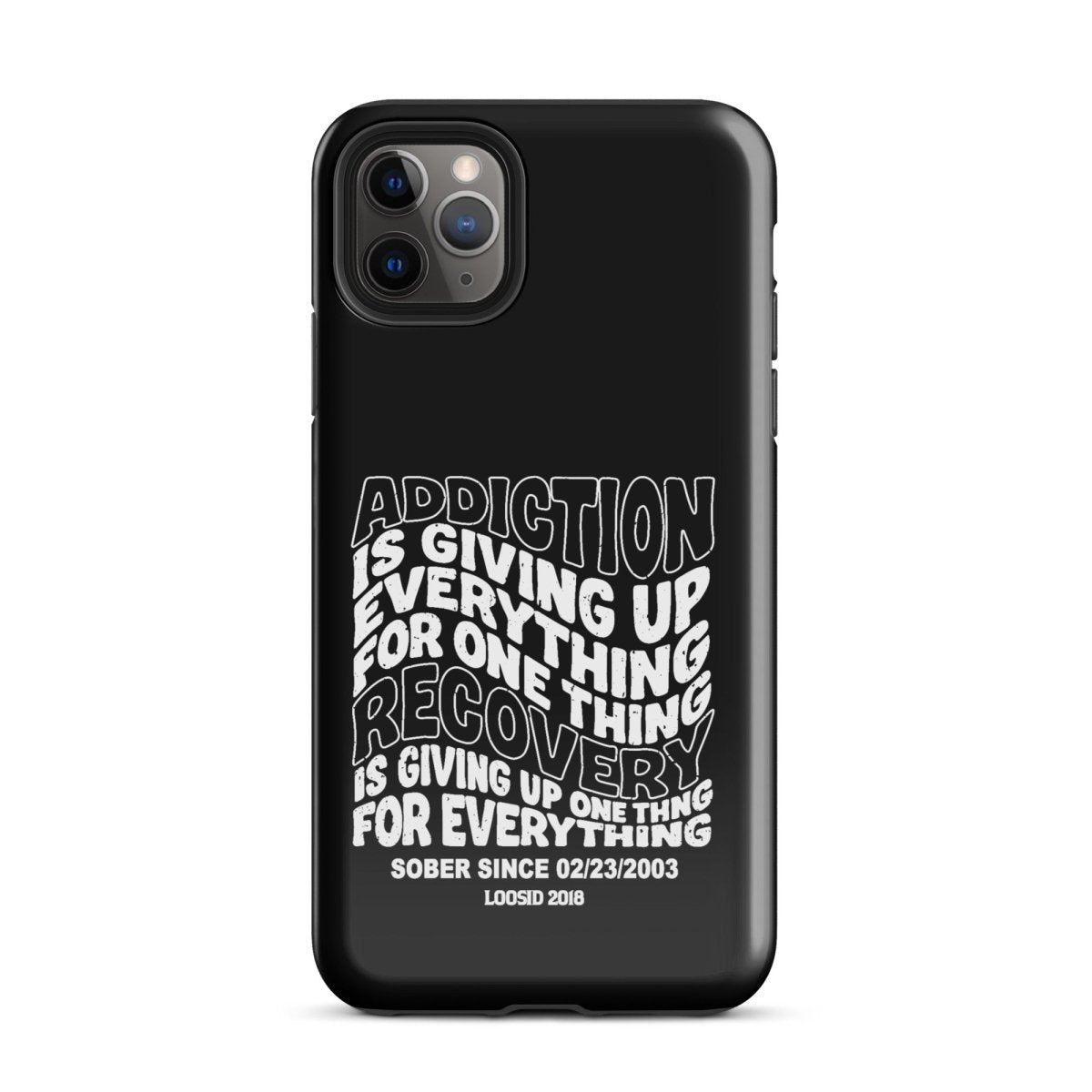 Addiction is Giving Up Recovery Phone Case flat lay styled image (view 3)