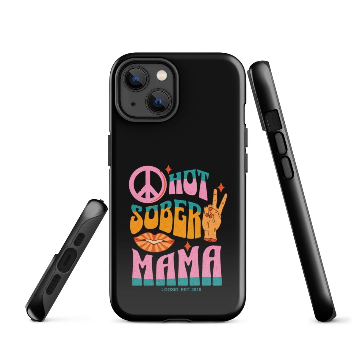 Hot Sober Mama Recovery Phone Case flat lay styled image (view 13)