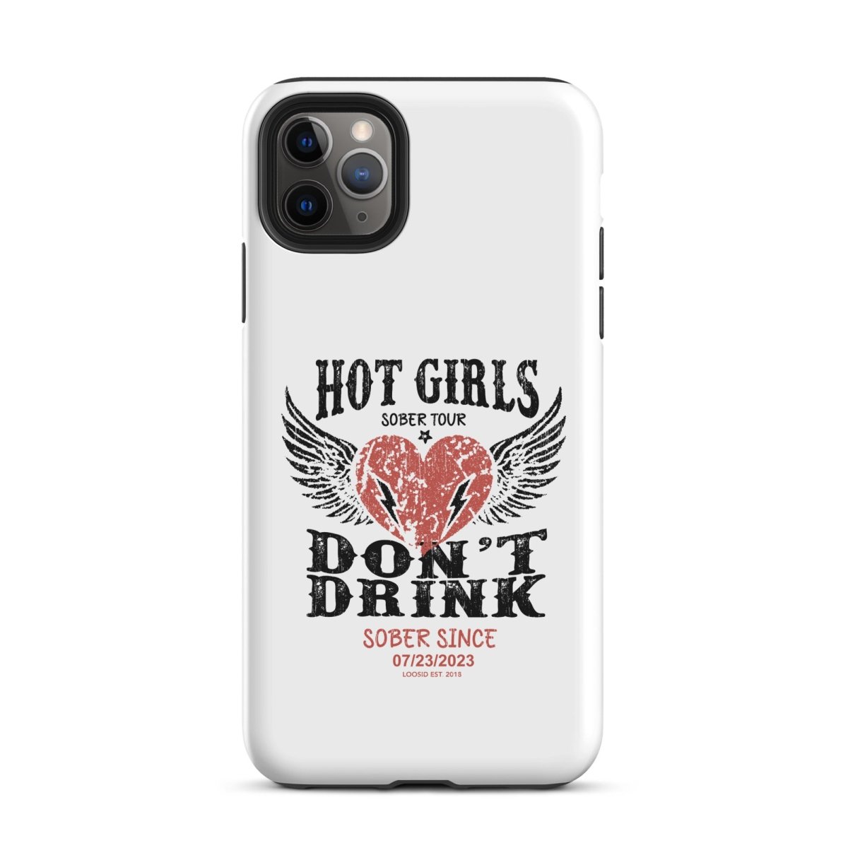 Hot Girls Don't Drink Recovery Phone Case flat lay styled image (view 3)