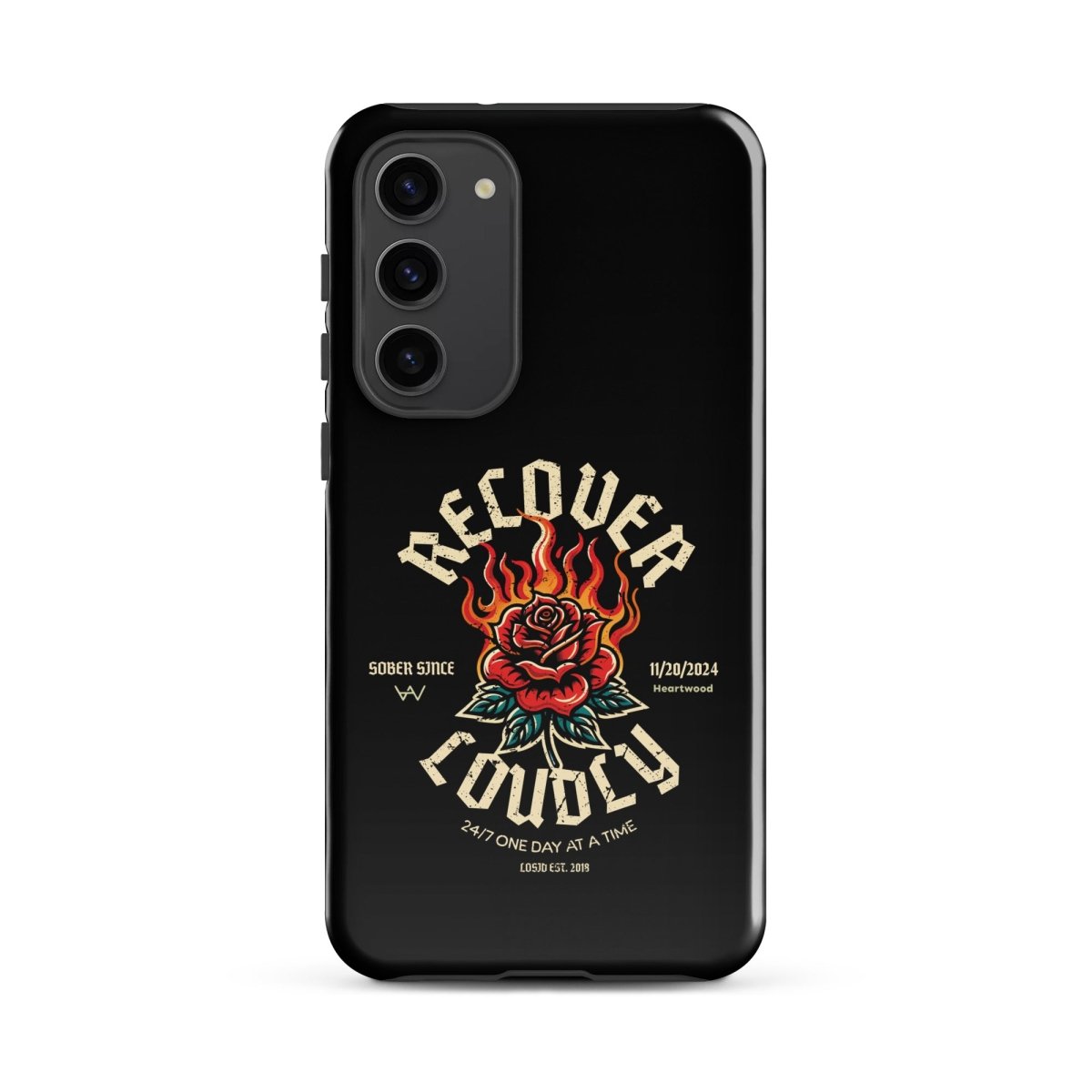 Recover Loudly Recovery Phone Case flat lay styled image (view 13)