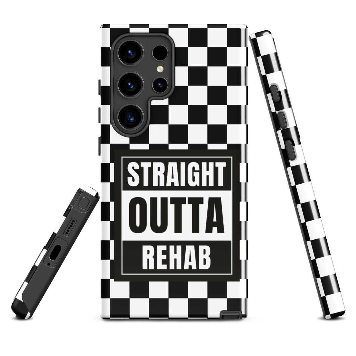 Straight Outta Rehab Recovery Phone Case flat lay styled image (view 3)