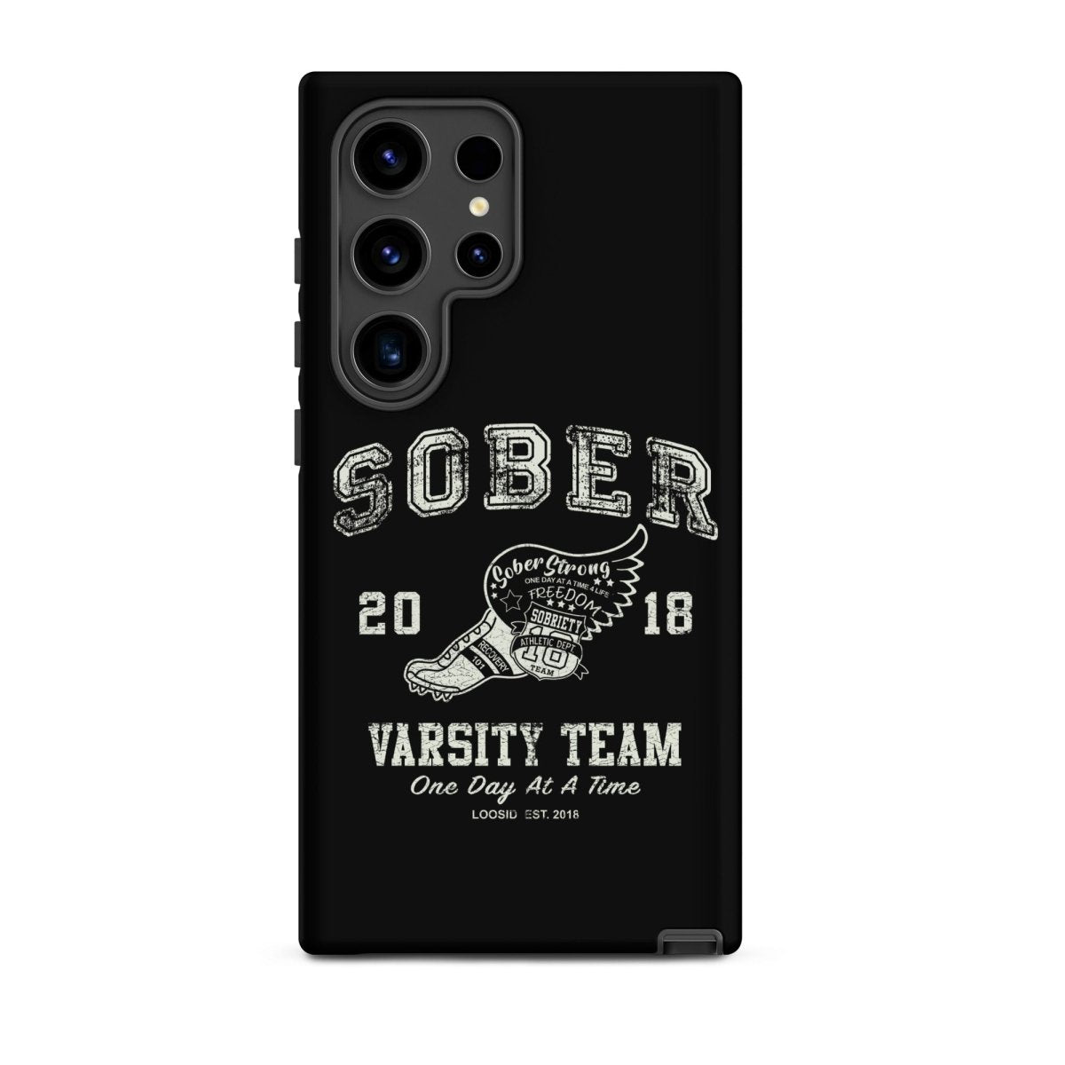 Varsity Recovery Phone Case flat lay styled image (view 3)