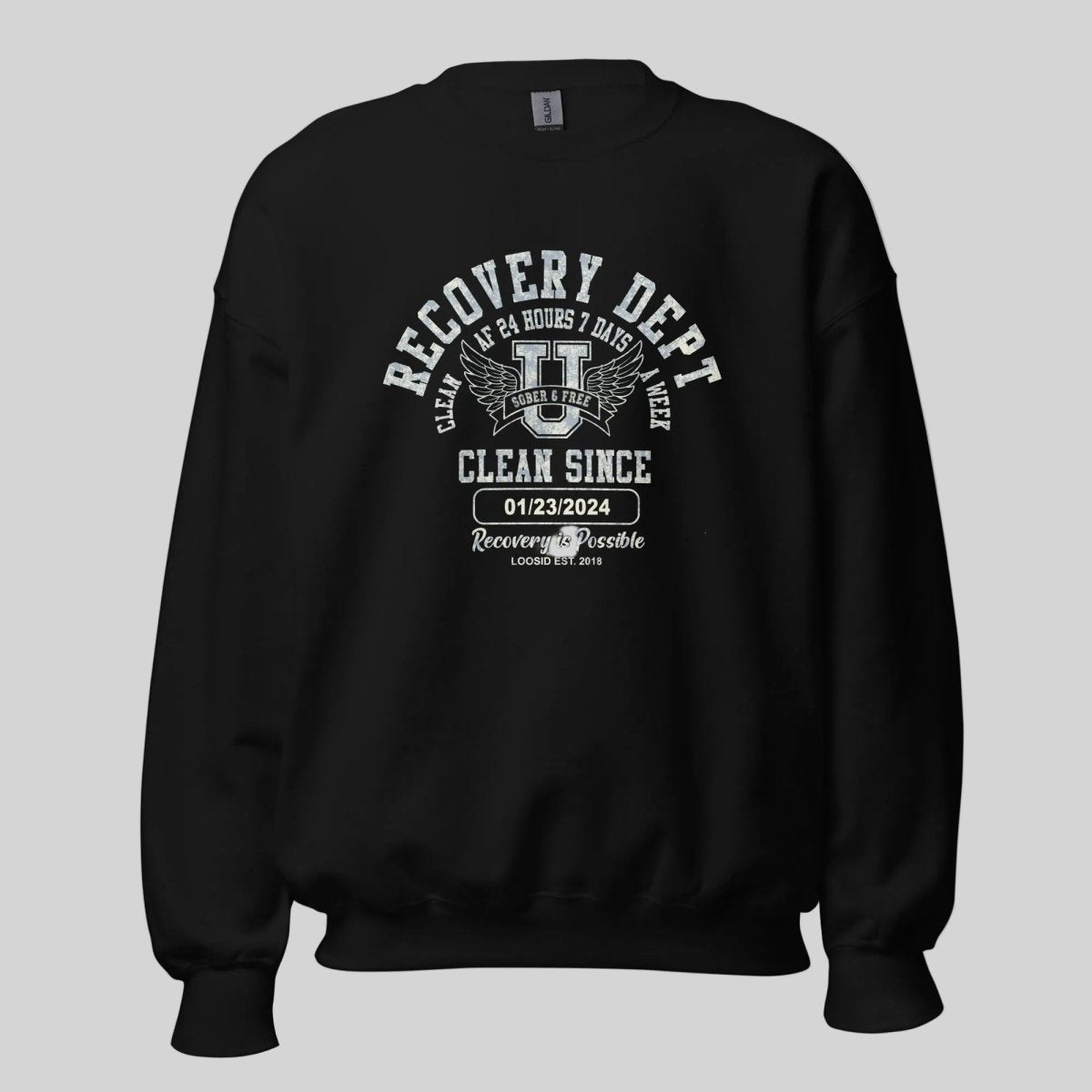 Clean Since Collegiate Recovery Hoodie lifestyle view (view 5)