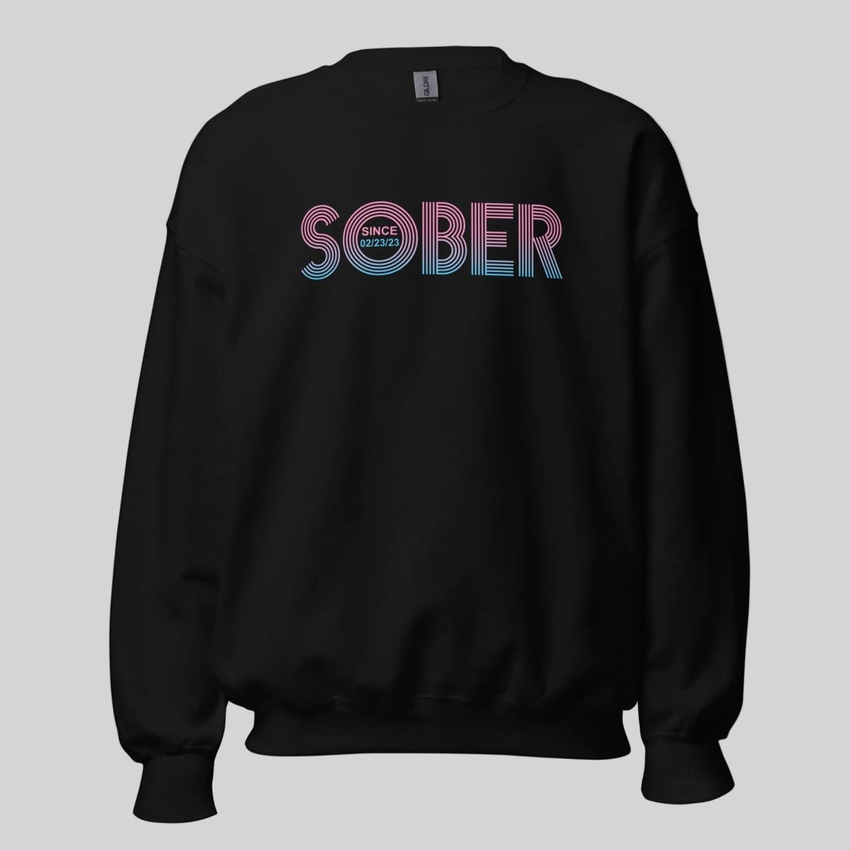 Retro Sobriety Date Sweatshirt Personalized Sober Date Recovery Hoodie side view (view 6)