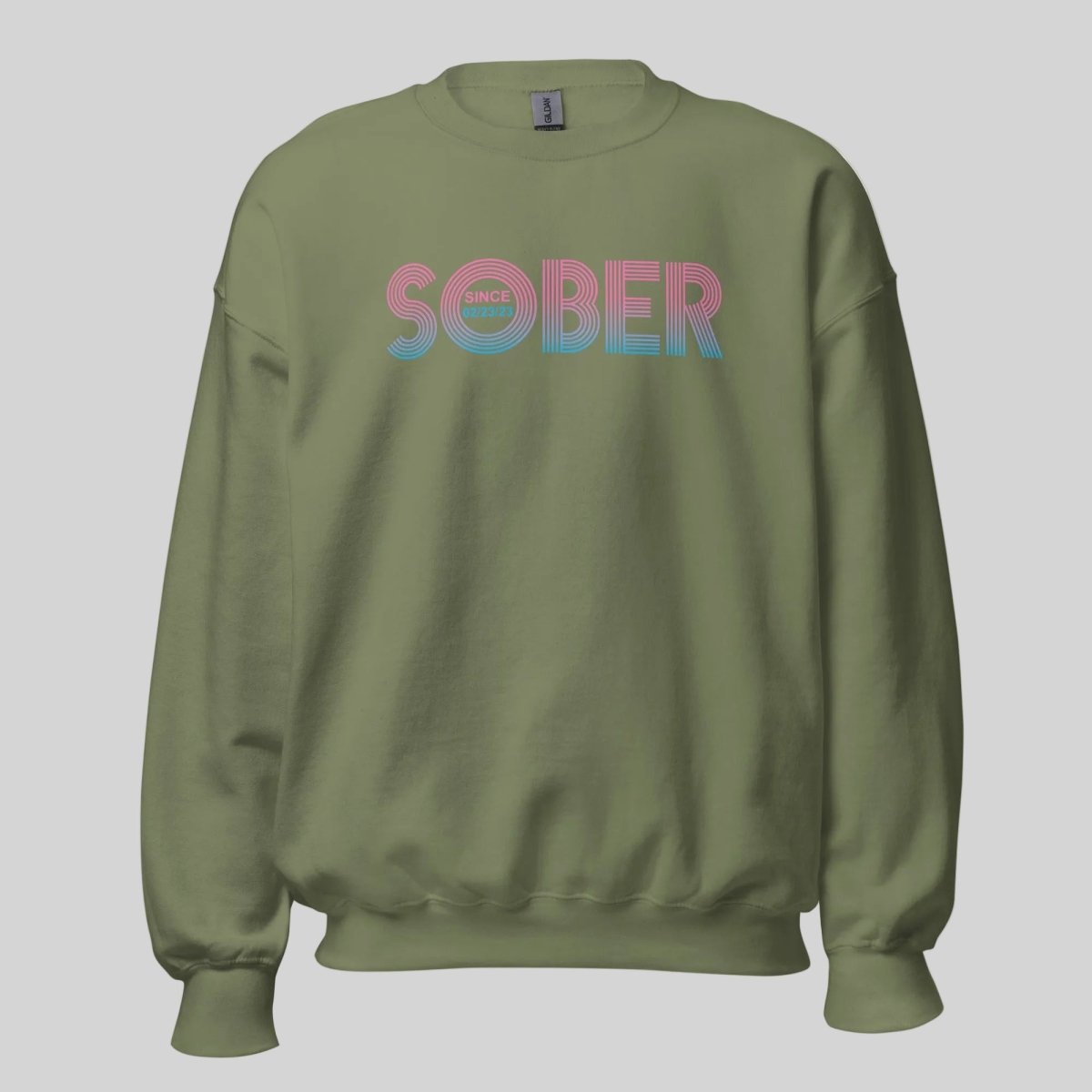 Retro Sobriety Date Sweatshirt Personalized Sober Date Recovery Hoodie flat lay styled image (view 13)