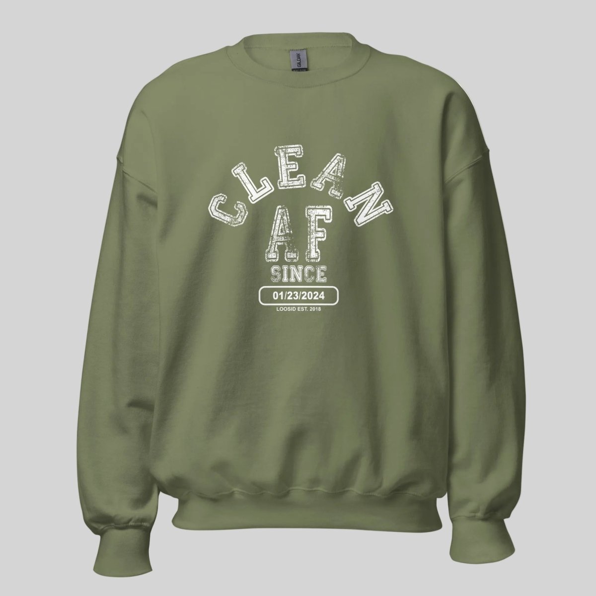 Clean AF Since Sobriety Recovery Hoodie graphic detail (view 14)
