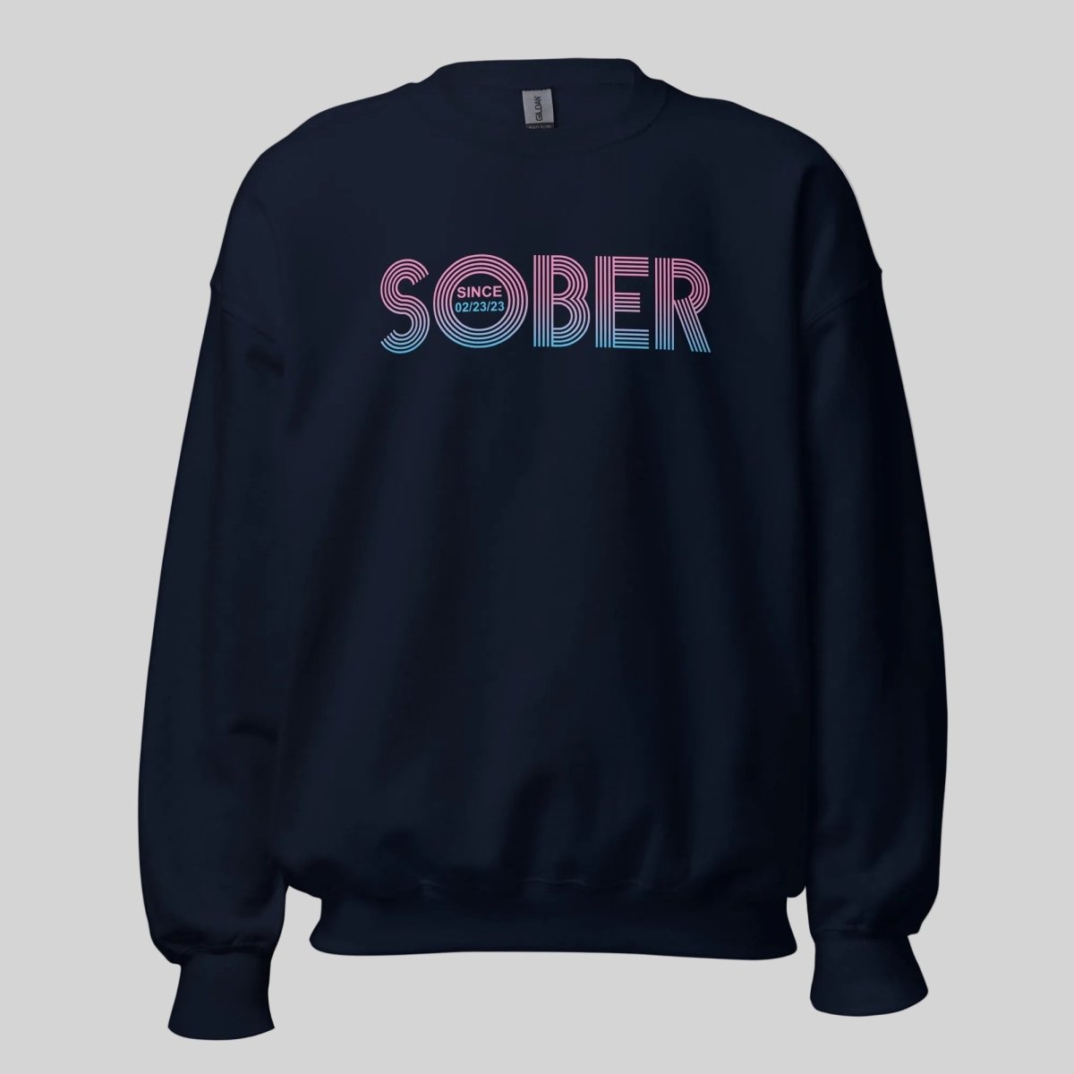 Retro Sobriety Date Sweatshirt Personalized Sober Date Recovery Hoodie product photo (view 10)