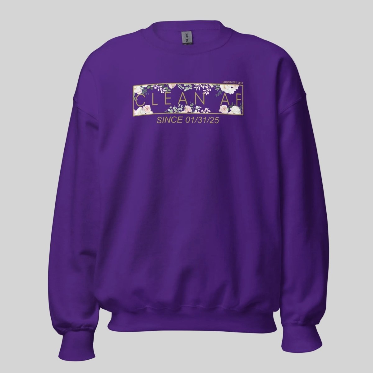 Clean AF Since Date Sobriety Recovery Hoodie fit detail (view 9)