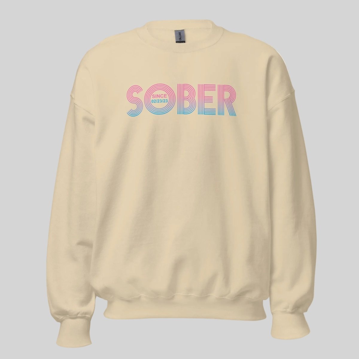 Retro Sobriety Date Sweatshirt Personalized Sober Date Recovery Hoodie featuring the design (view 31)