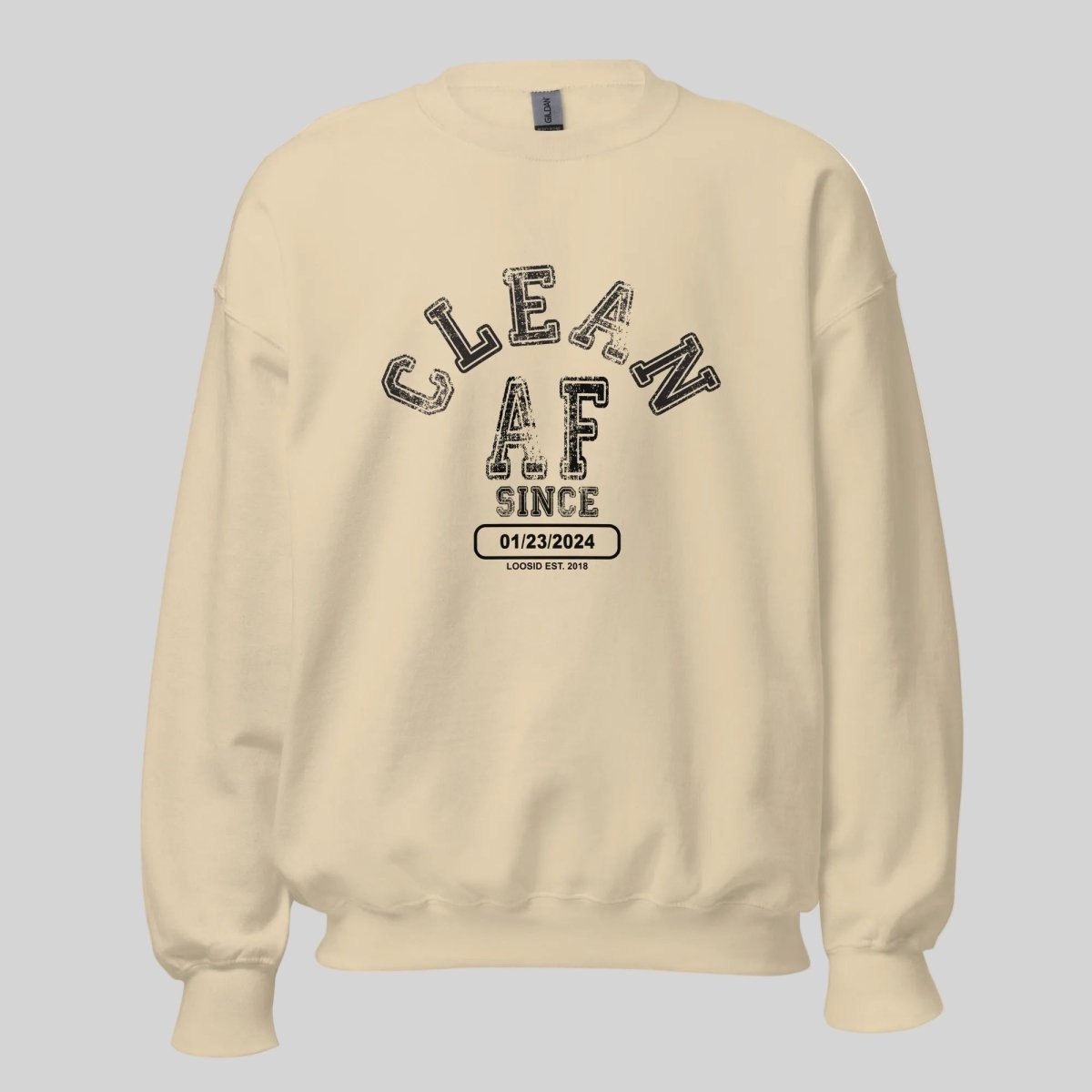 Clean AF Since Sobriety Recovery Hoodie side view (view 26)