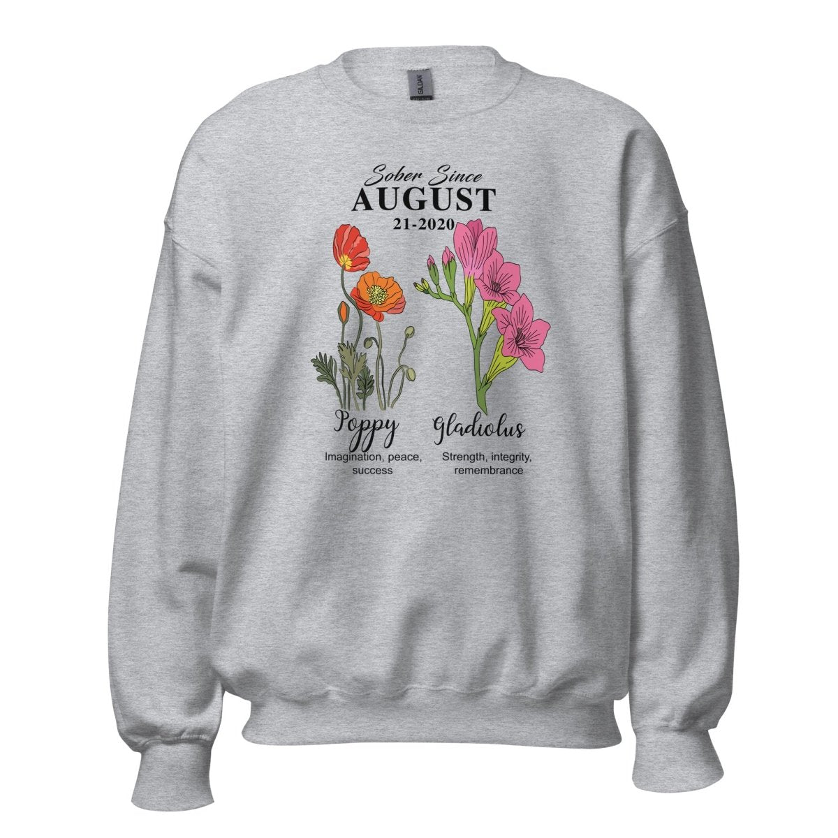 Sober Since Monthly Flower Recovery Hoodie back view (view 7)
