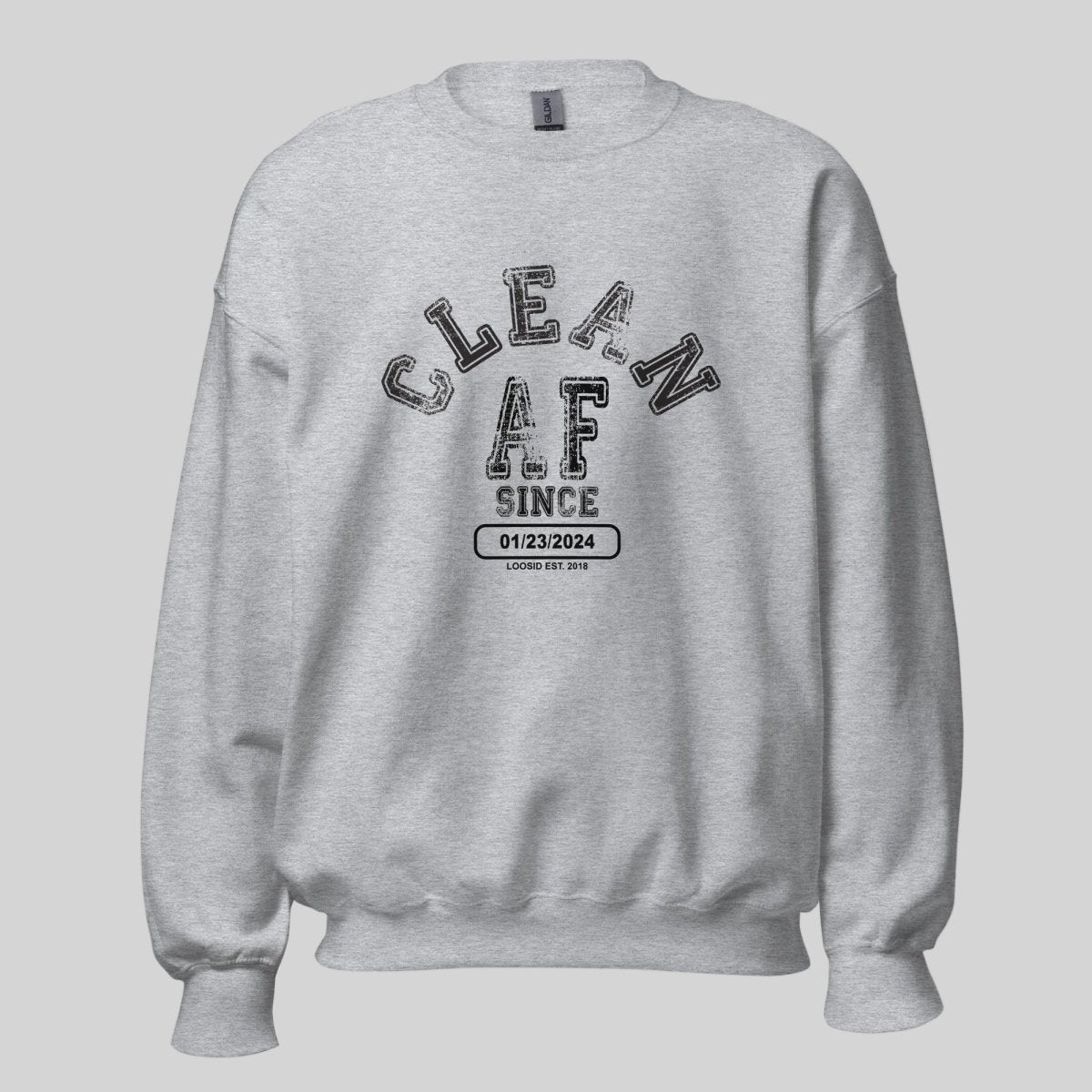 Clean AF Since Sobriety Recovery Hoodie close-up view (view 22)