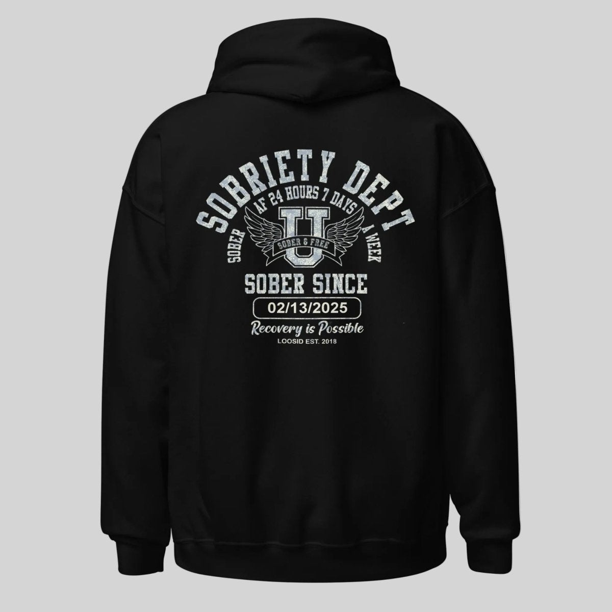 Sobriety Dept Recovery Hoodie side view (view 6)