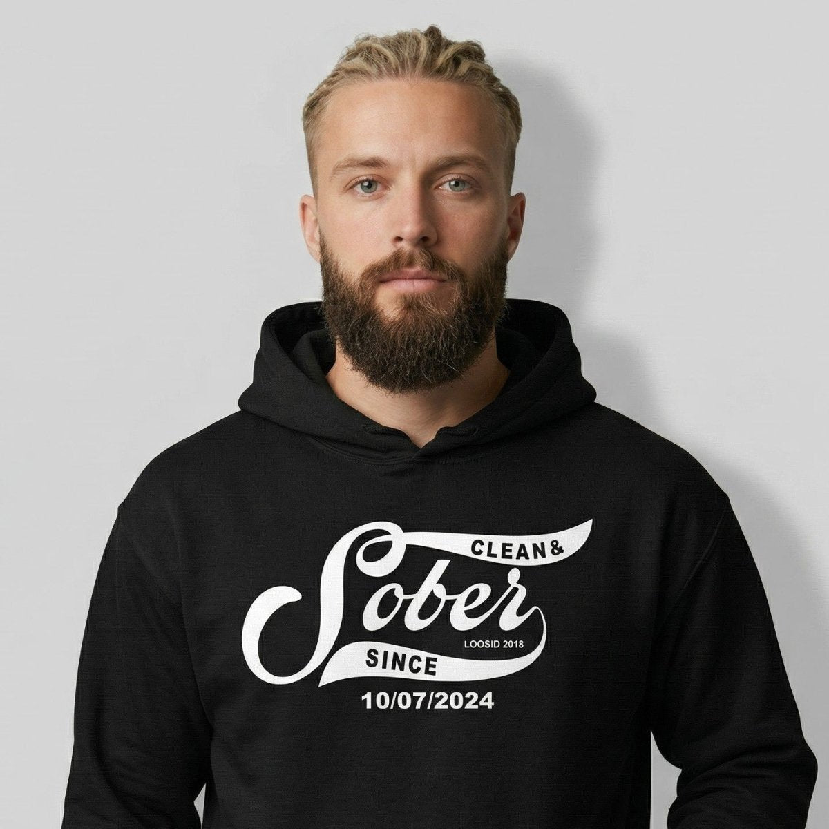 Sober Since Recovery Hoodie fit detail (view 9)