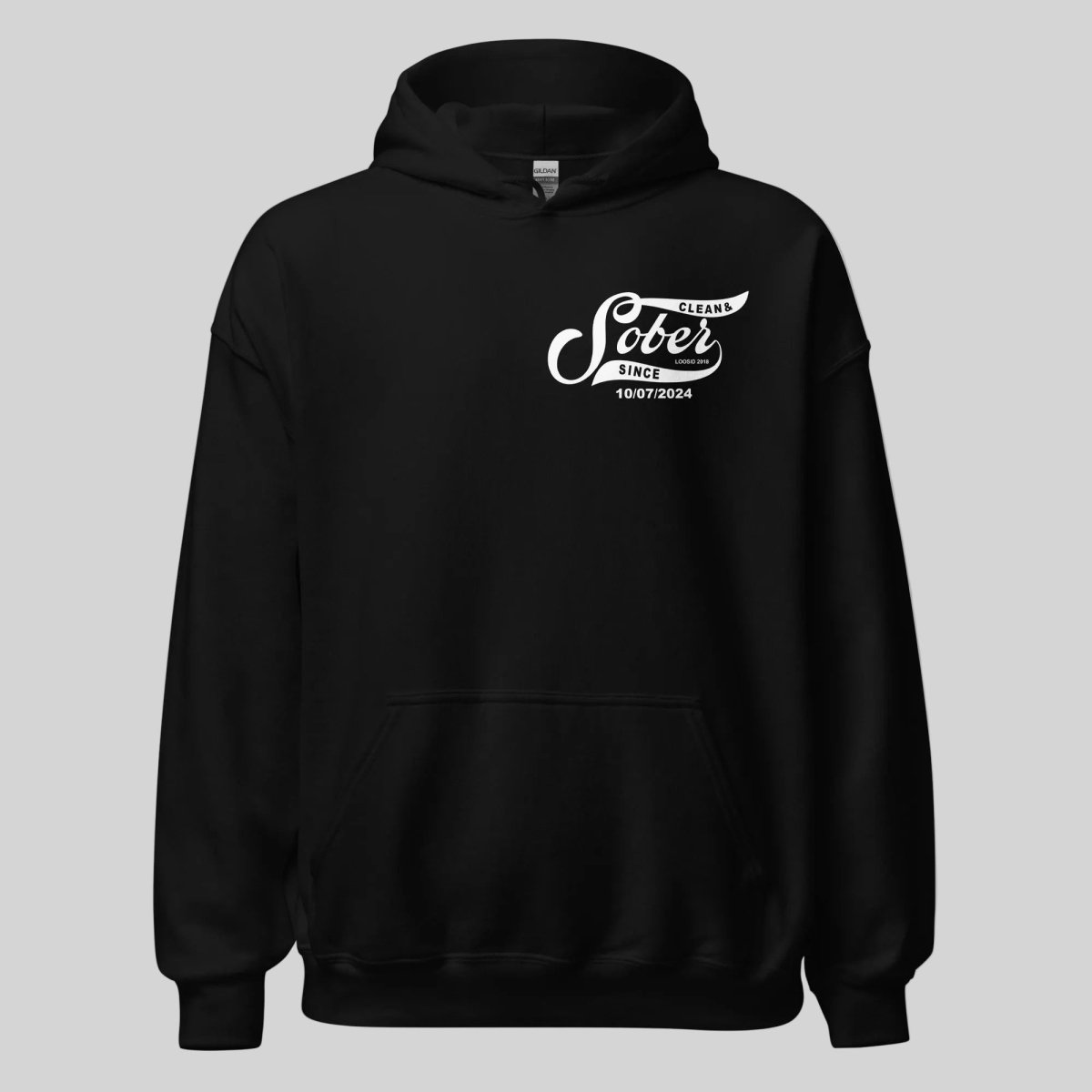 Sober Since Recovery Hoodie flat lay styled image (view 3)