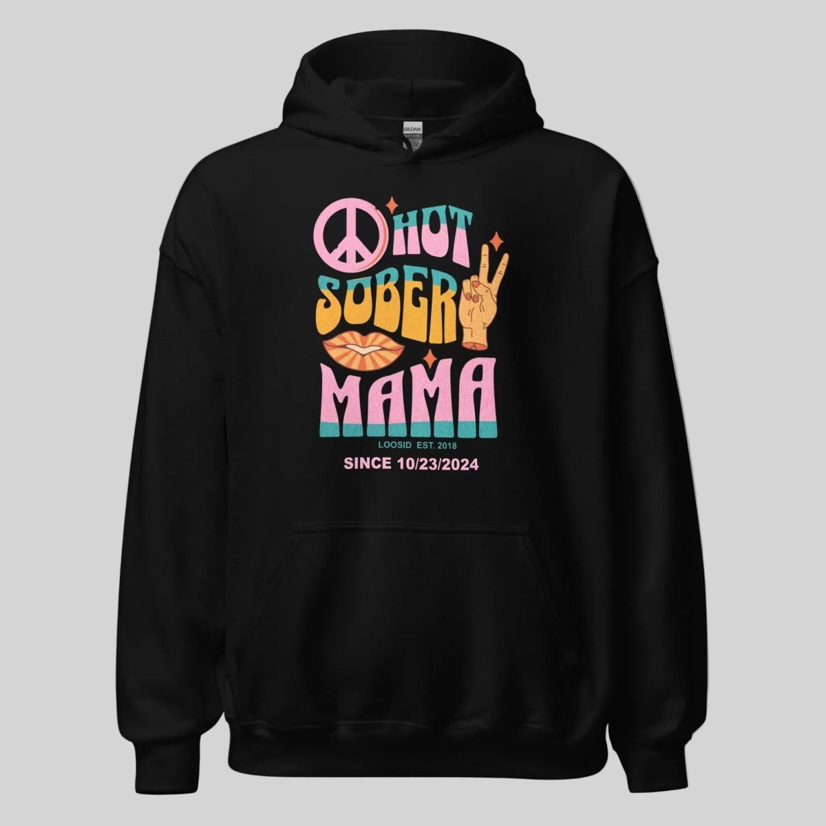Hot Sober Mama Recovery Hoodie side view (view 6)