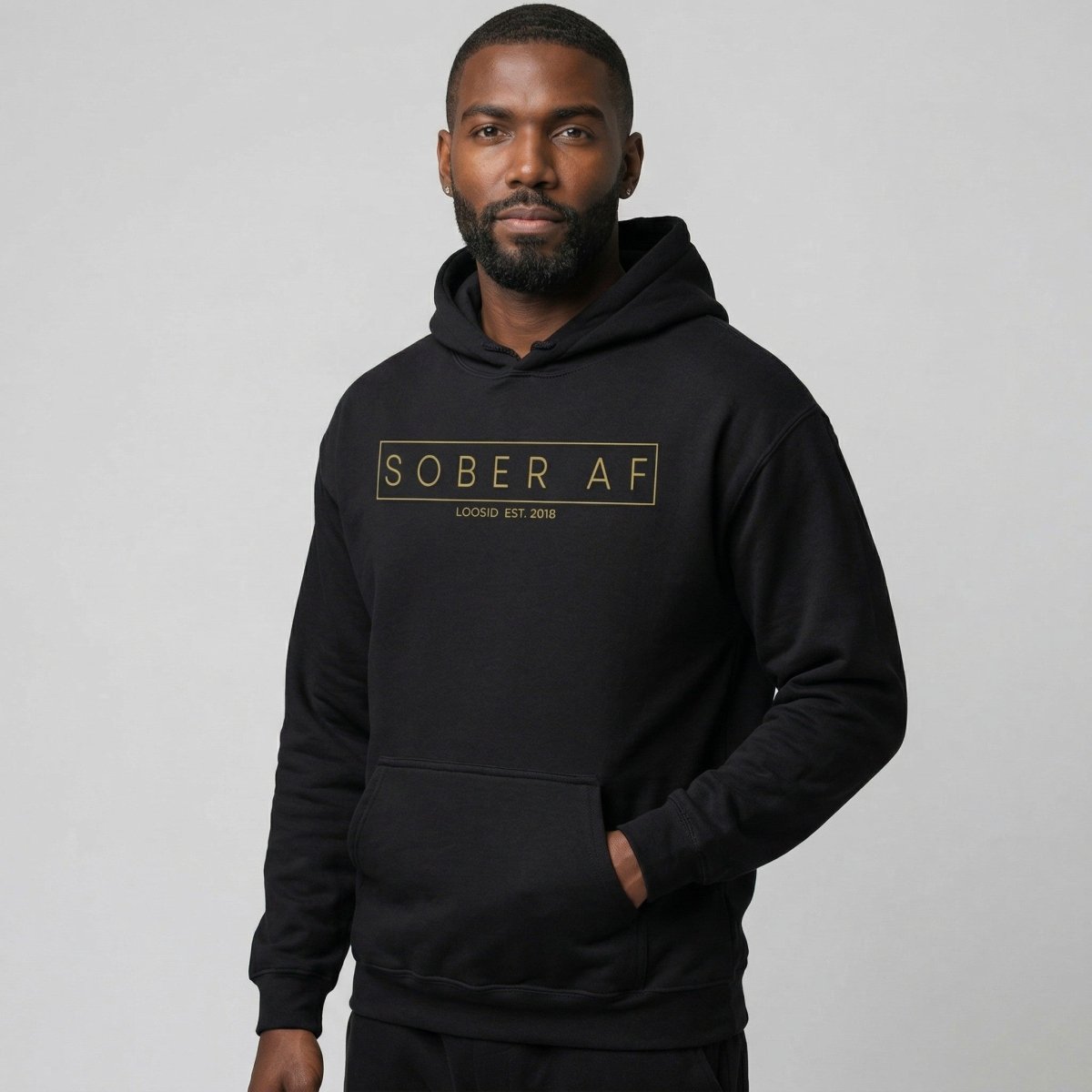 Sober AF Recovery Hoodie flat lay styled image (view 23)