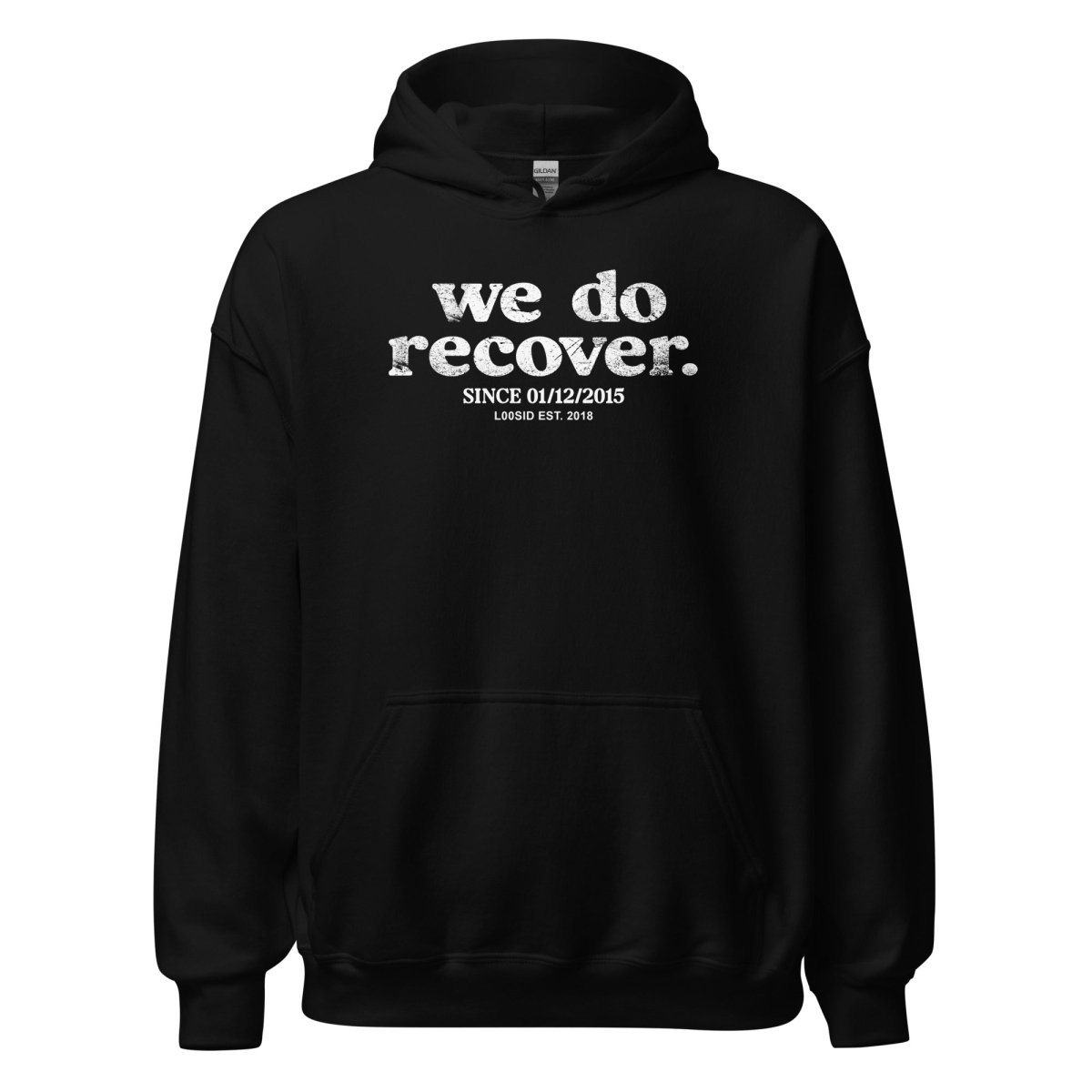 We Do Recover Women's Sober Recovery Hoodie flat lay styled image (view 3)