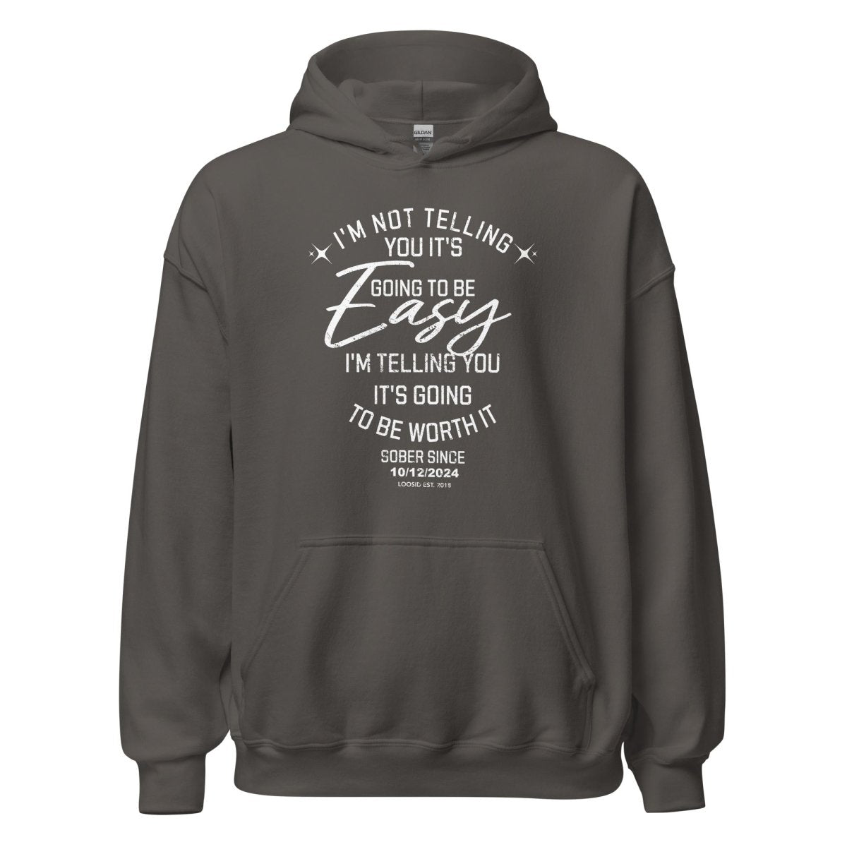 I'm Not Telling You It's Easy Custom Sobriety Date Recovery Hoodie graphic detail (view 14)