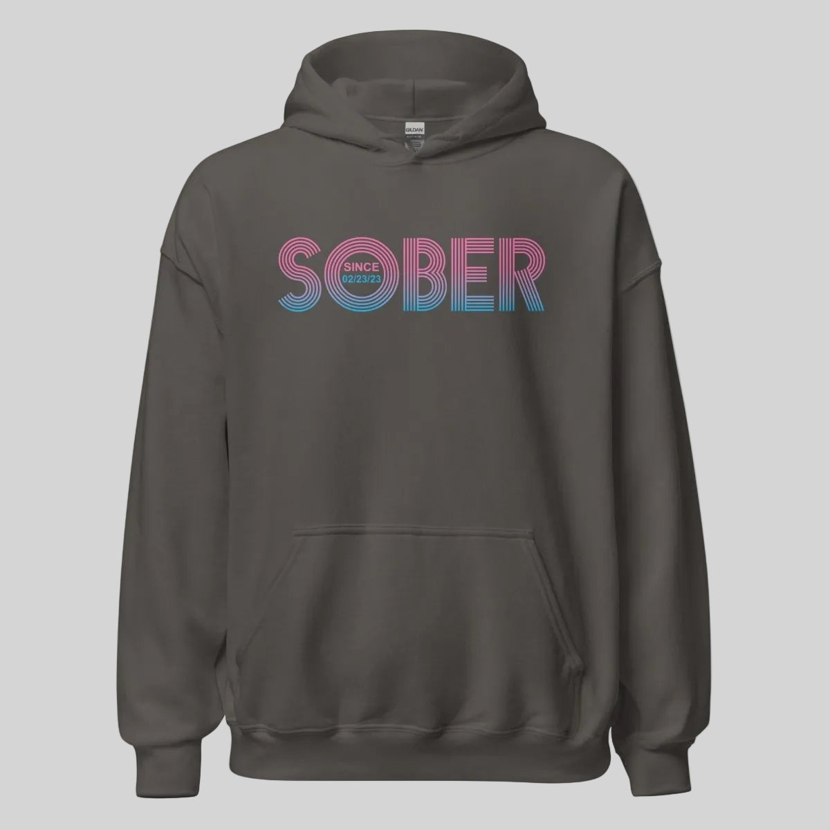 Retro Sobriety Date Recovery Hoodie flat lay styled image (view 43)