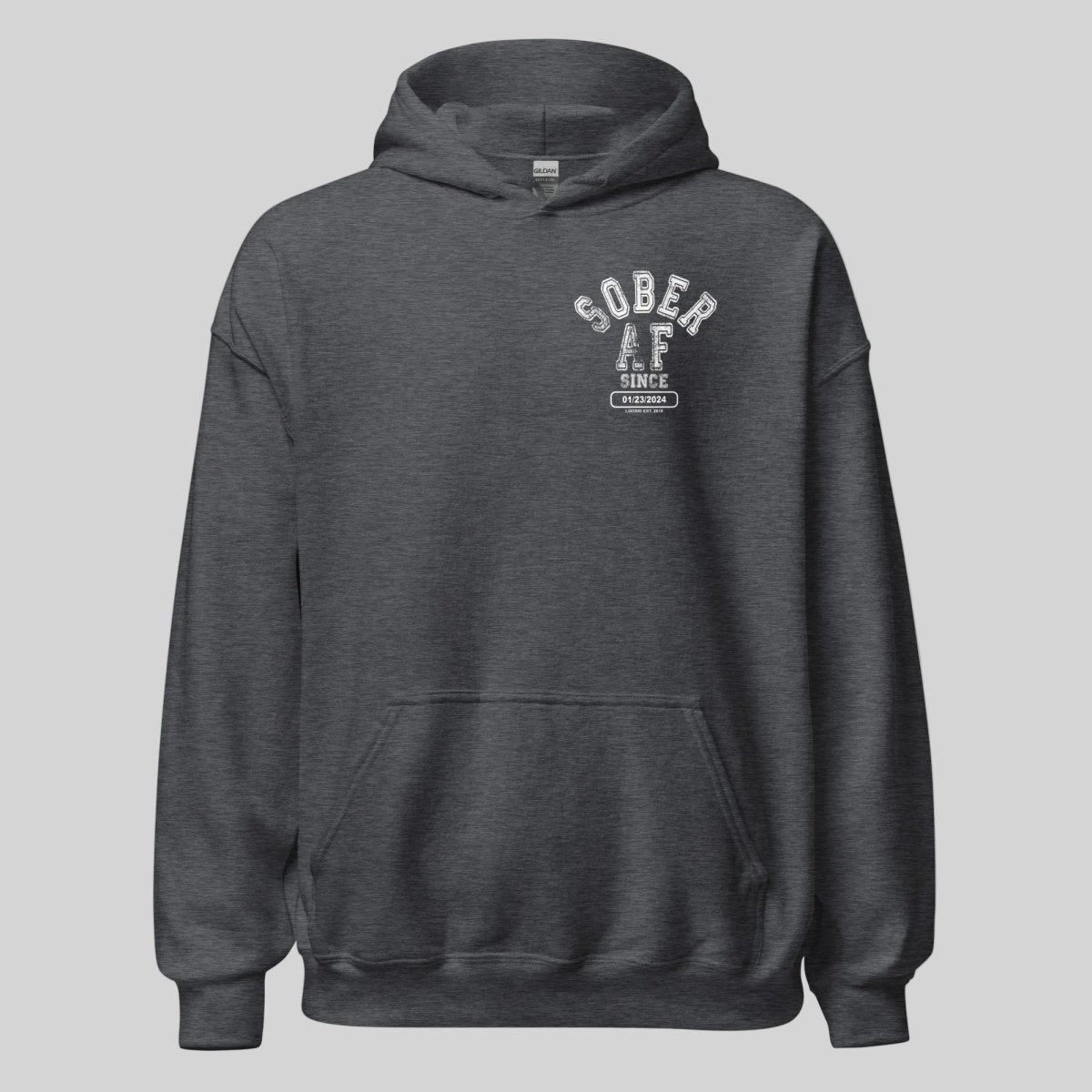 Sober AF Recovery Hoodie flat lay styled image (view 13)