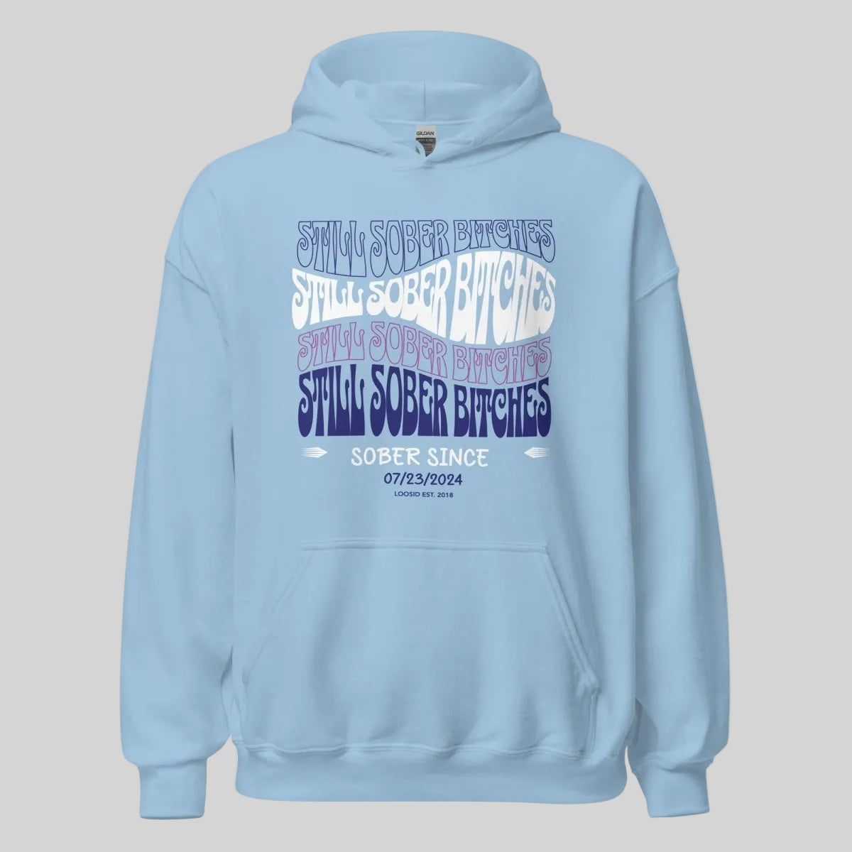 Still Sober B Custom Sobriety Date Recovery Hoodie close-up view (view 12)