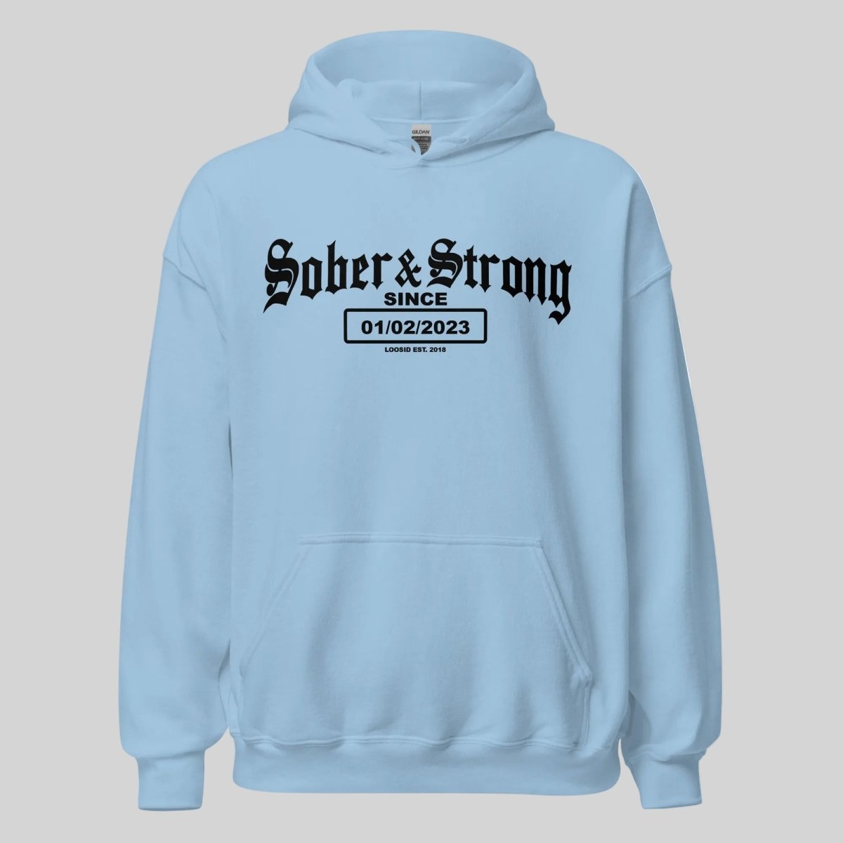 Old School Sober Recovery Hoodie back view (view 7)