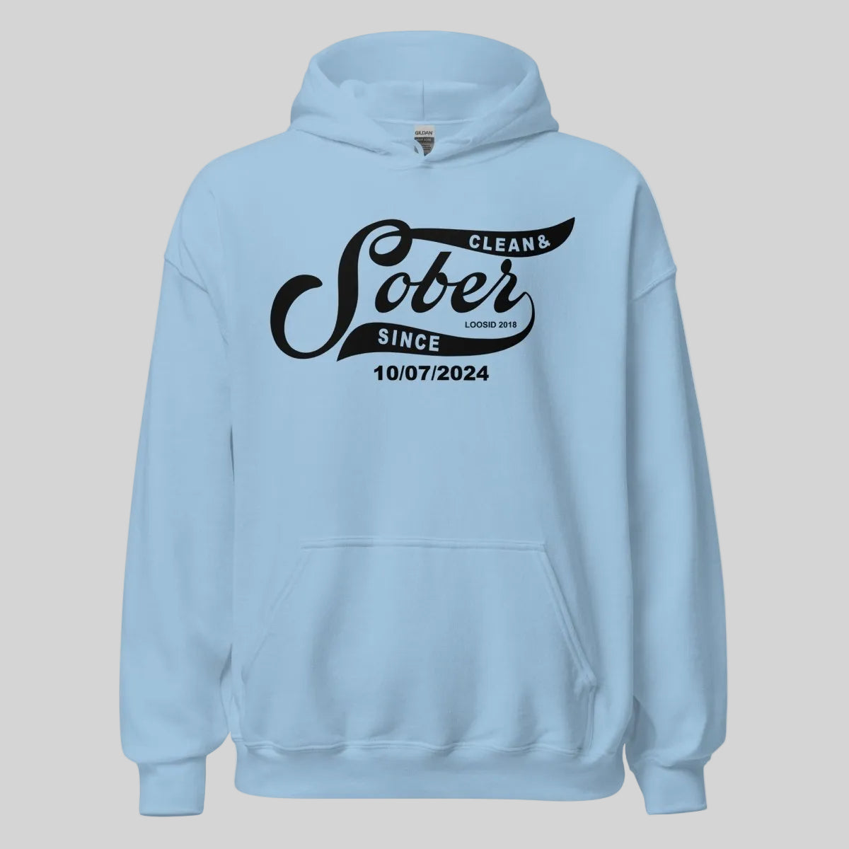 Sober Since Recovery Hoodie flat lay styled image (view 43)