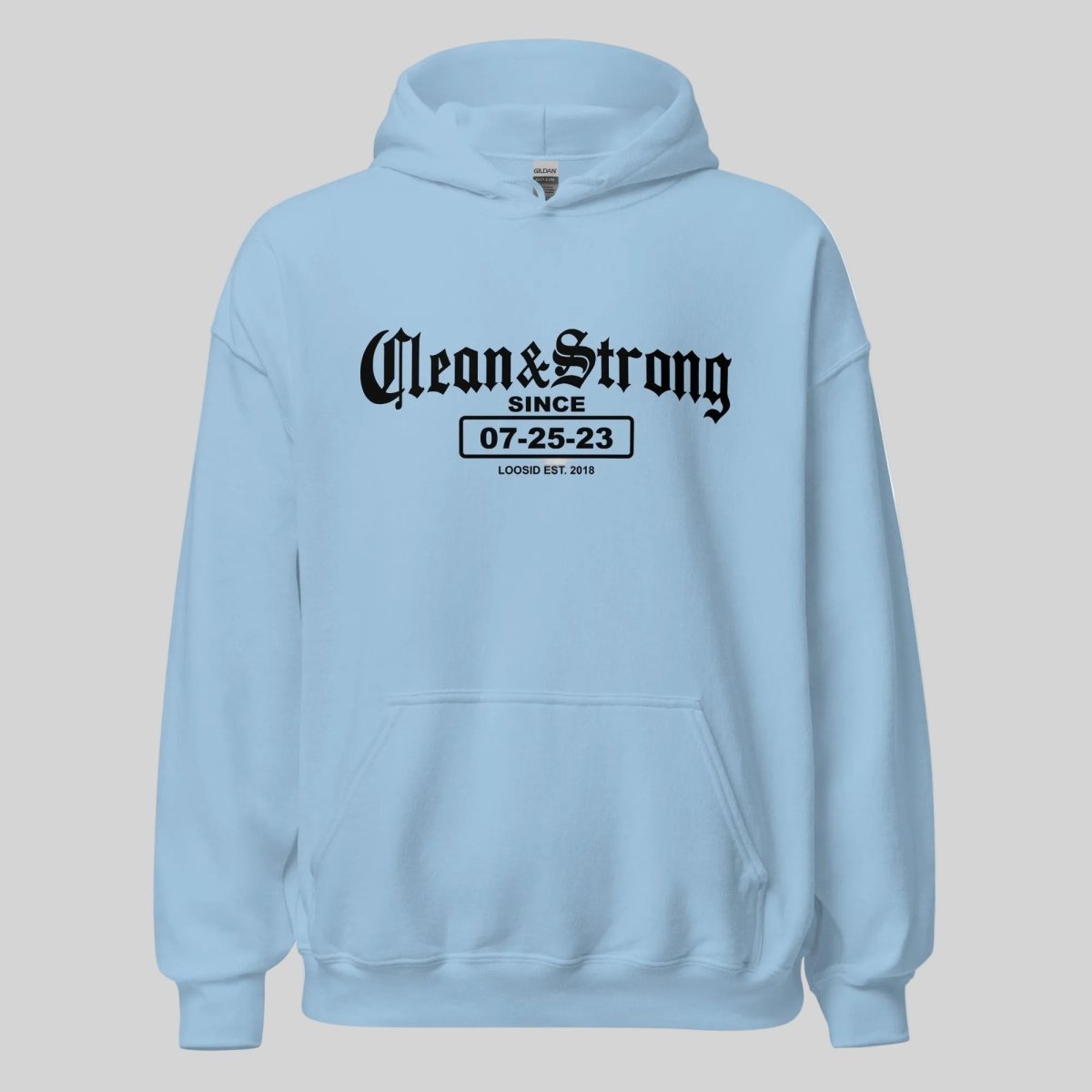 Old School Clean & Strong Recovery Hoodie flat lay styled image (view 23)