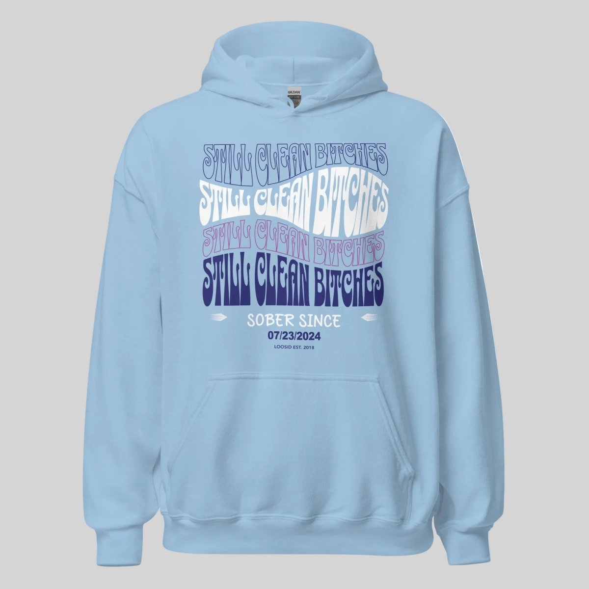 Still Clean B Custom Recovery Date Recovery Hoodie flat lay styled image (view 23)