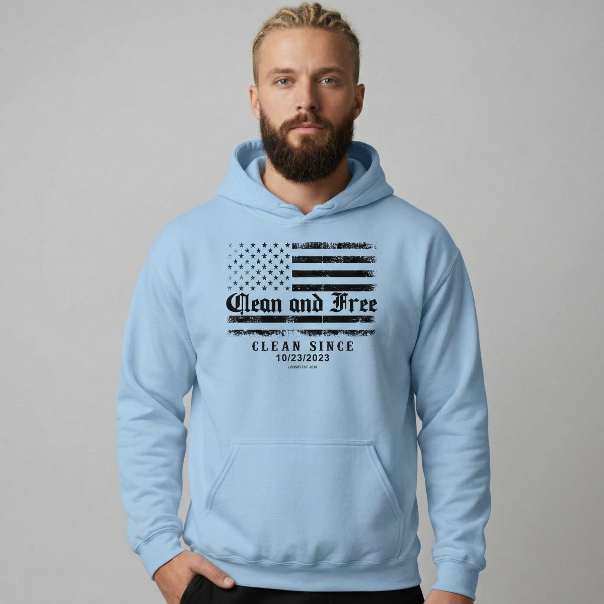 Clean and Free Custom Recovery Date Recovery Hoodie close-up view (view 22)