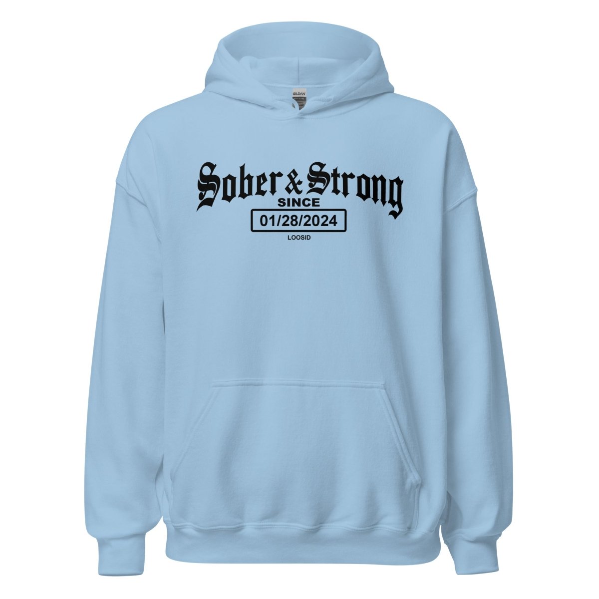 Old School Sober & Strong Recovery Hoodie back view (view 7)