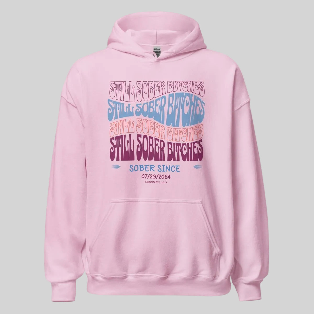 Still Sober B Custom Sobriety Date Recovery Hoodie side view (view 16)