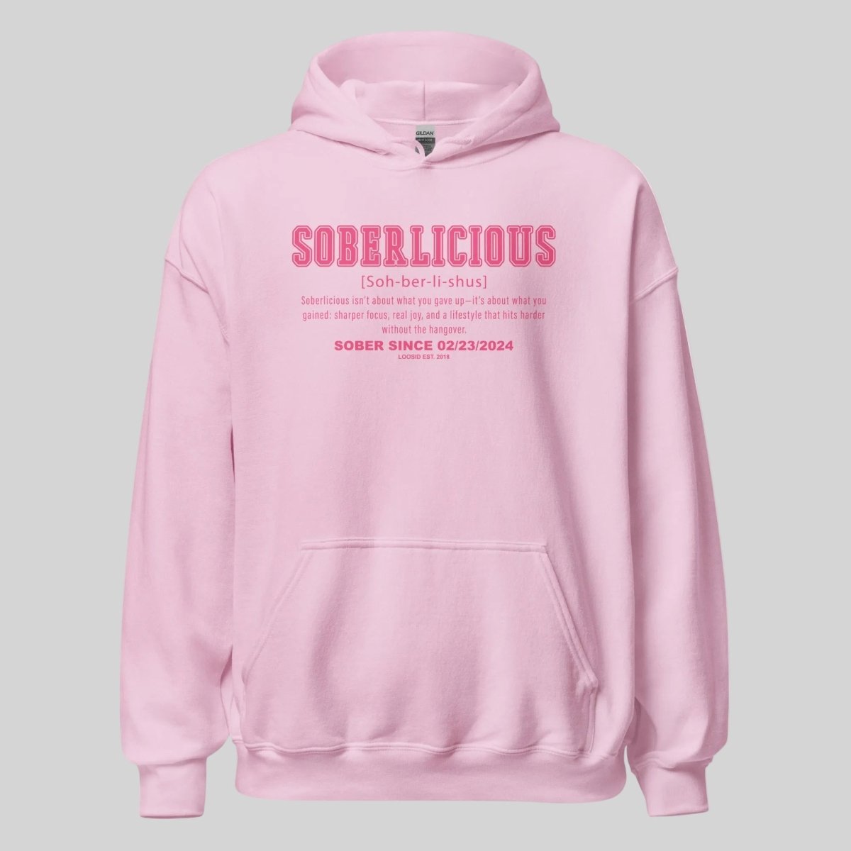 Soberlicious Definition Hoodie w Custom Sobriety Date Recovery Hoodie graphic detail (view 14)