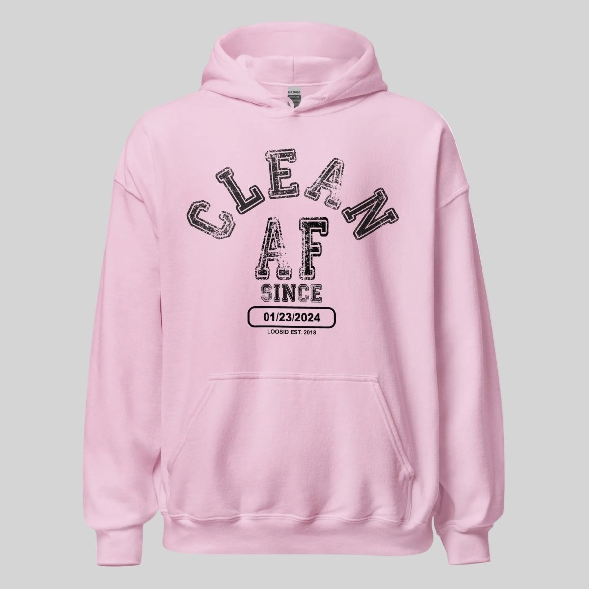 Clean AF Since Recovery Hoodie flat lay styled image (view 23)