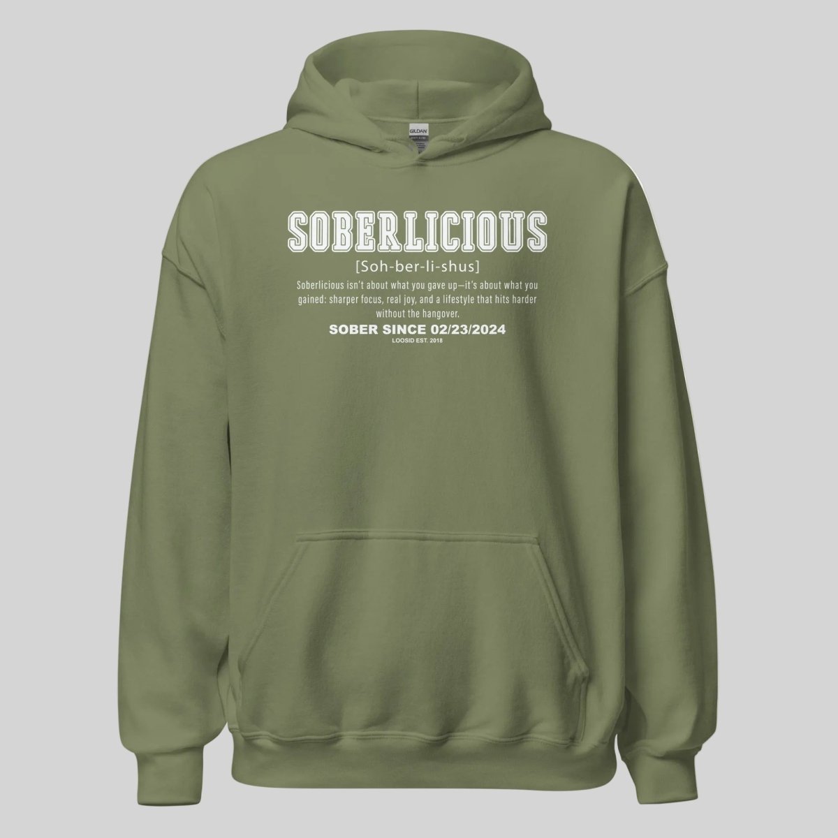 Soberlicious Definition Hoodie w Custom Sobriety Date Recovery Hoodie side view (view 26)