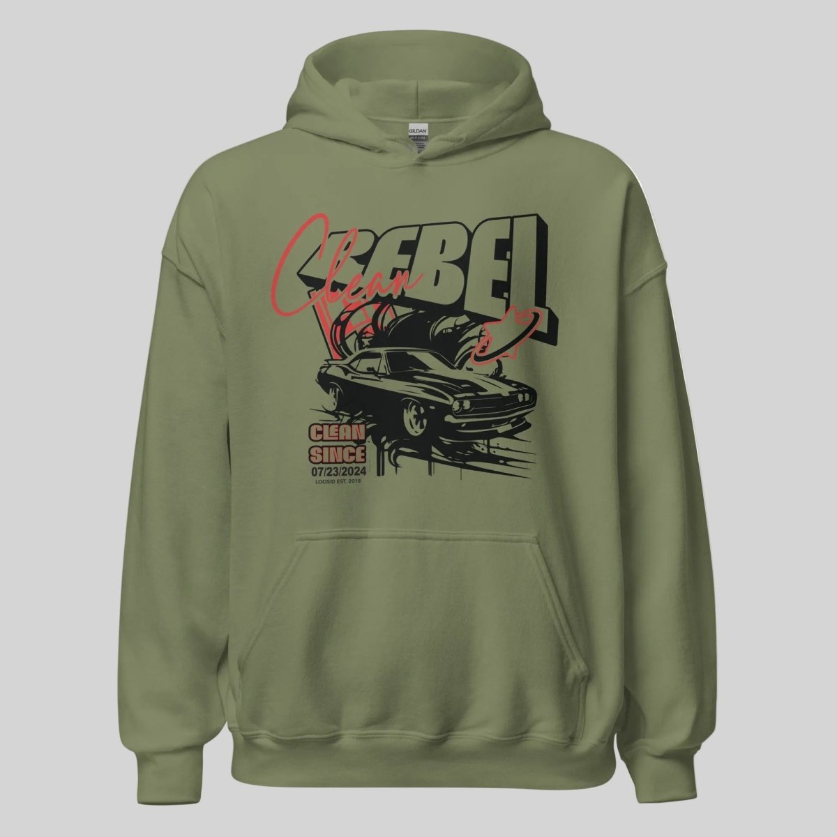 Clean Rebel Custom Recovery Date Recovery Hoodie lifestyle view (view 5)